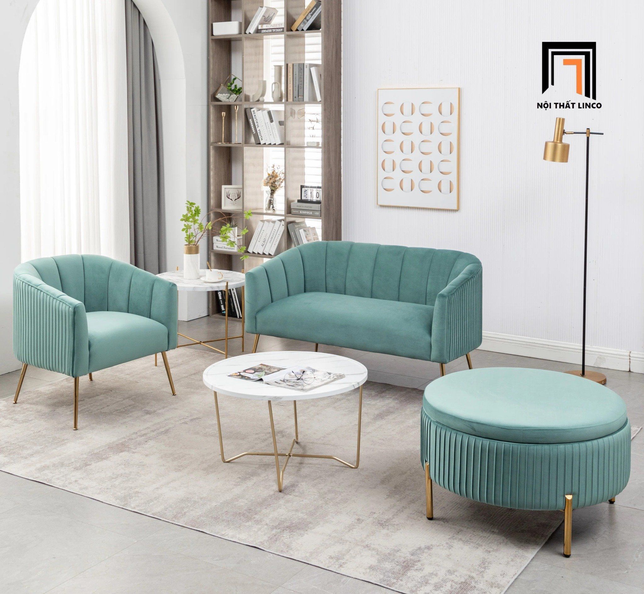 Bộ ghế sofa xinh xắn KT161 Marilana màu cam đặt sảnh chờ