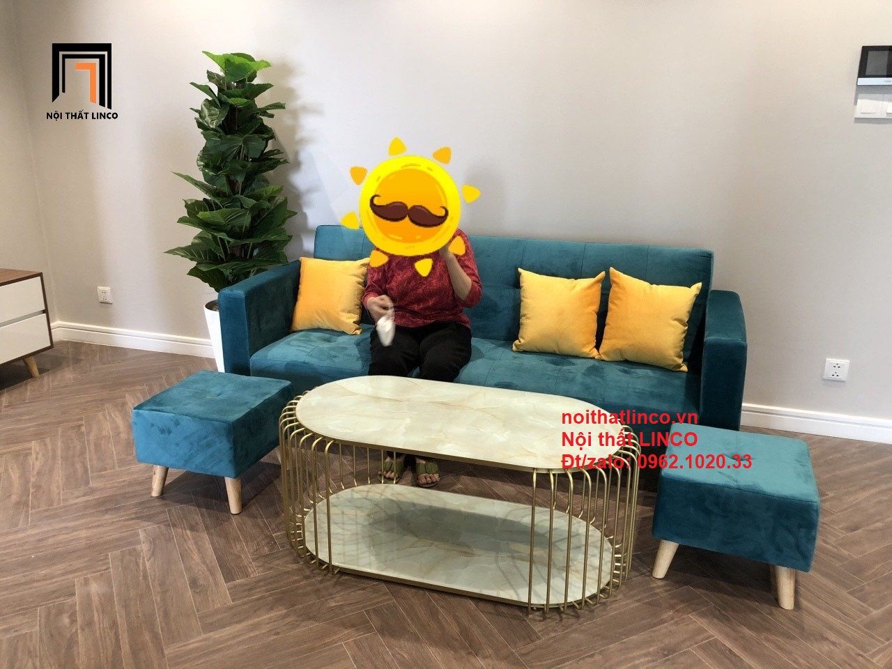 Bộ ghế salon sopha giường 2m màu xanh lá cây giá rẻ