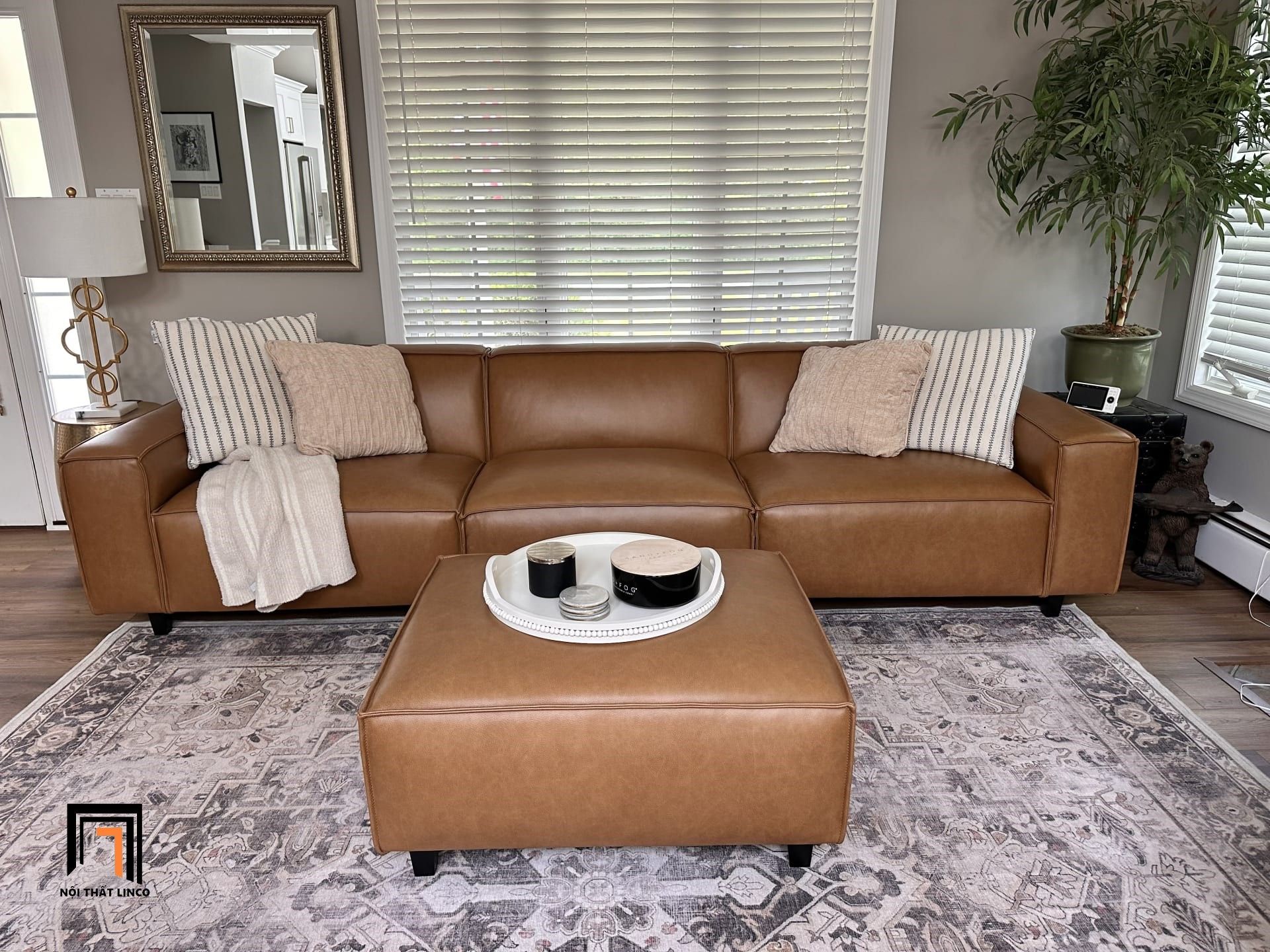 Bộ ghế sofa gia đình sang trọng BT245 Otton dài 2m3 da Pu