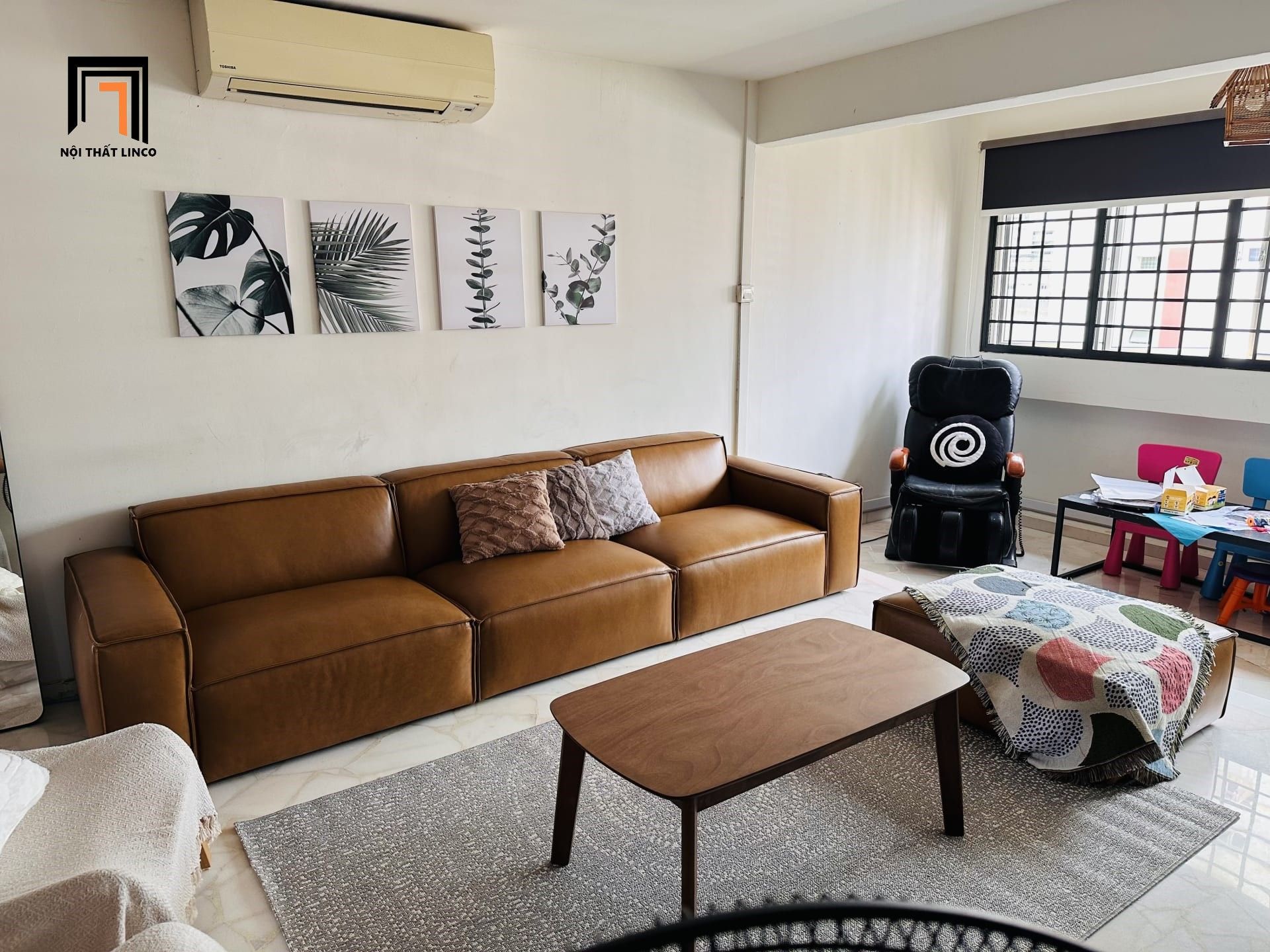 Bộ ghế sofa gia đình sang trọng BT245 Otton dài 2m3 da Pu