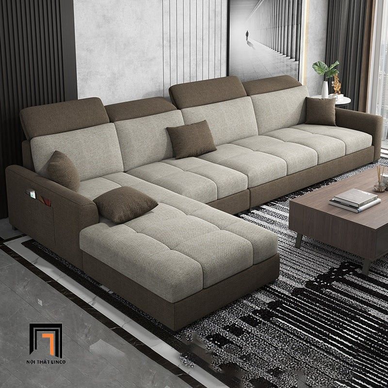 Bộ ghế sofa góc L GT191 Huala 2m8 x 1m75 kê đầu gật gù