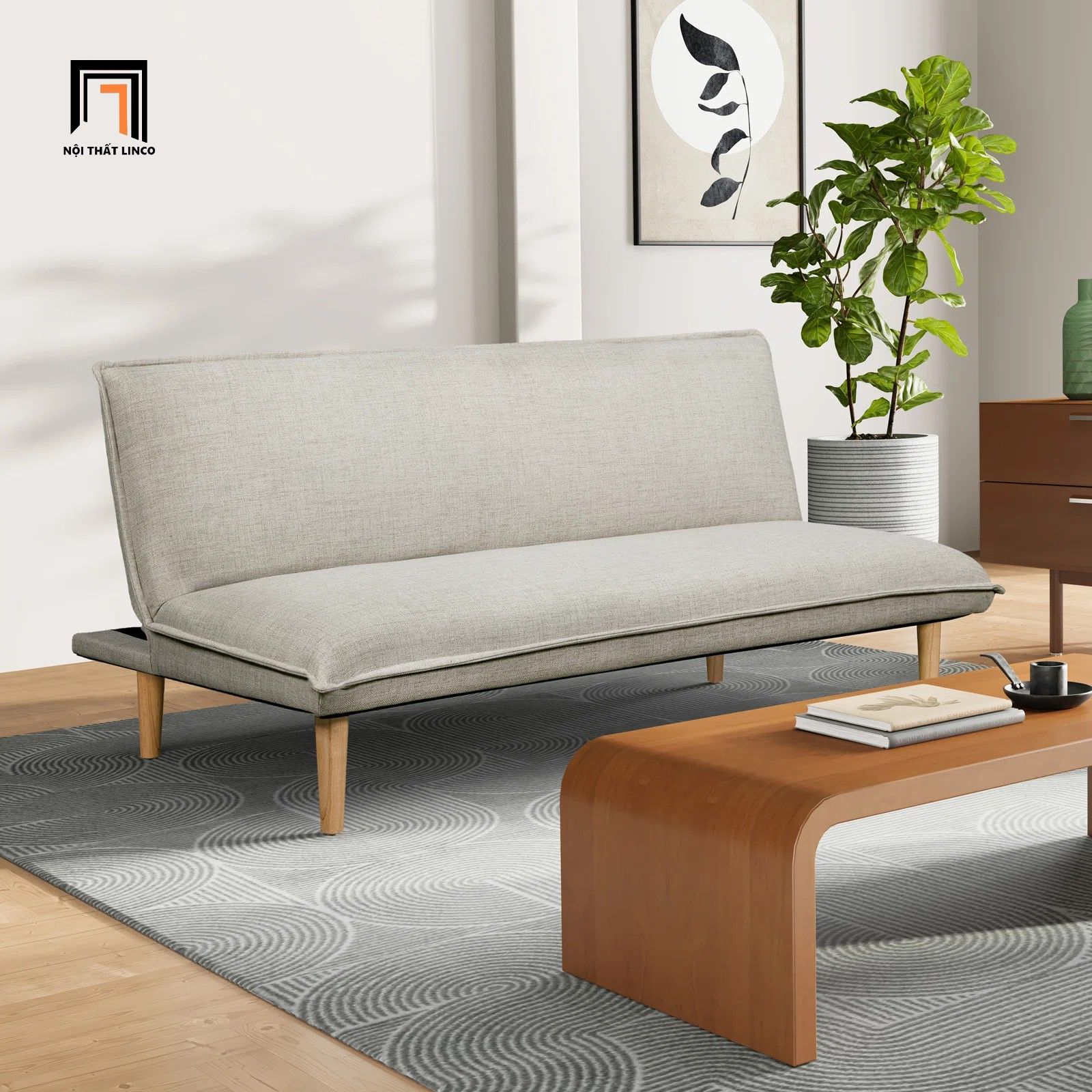 Ghế sofa giường đa năng GB103 Casuze 1m7 nhỏ gọn nâu đậm