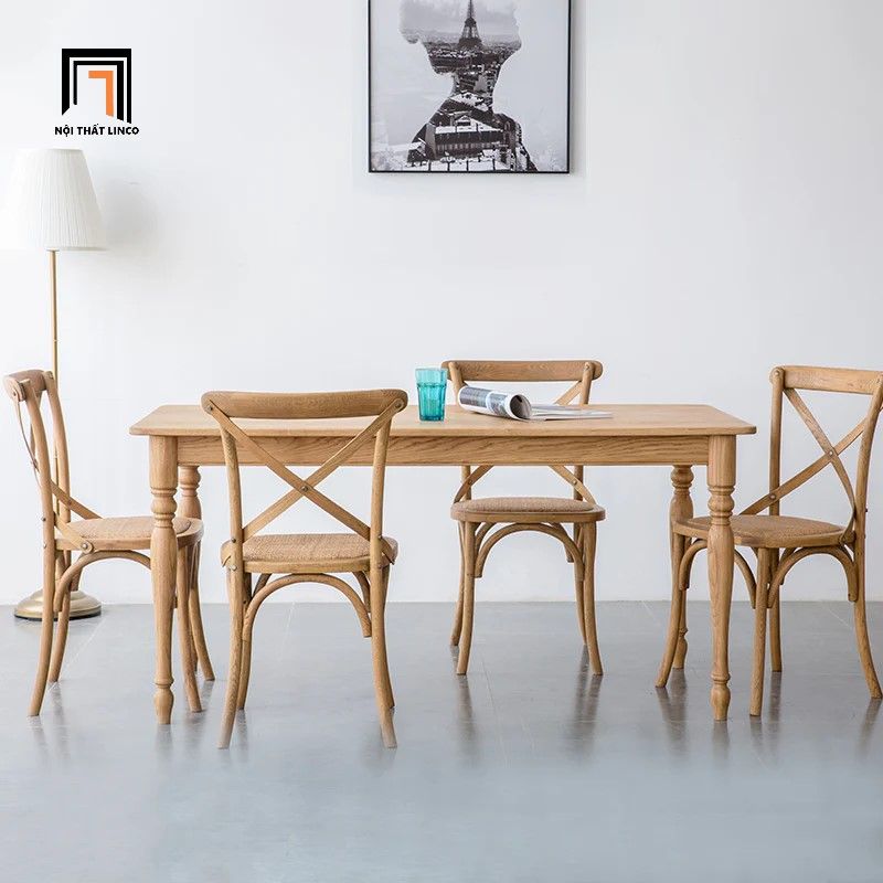 Bàn ghế phòng bếp 6 chỗ ngồi 27-KH6-G57-B109 kiểu dáng Âu Mỹ