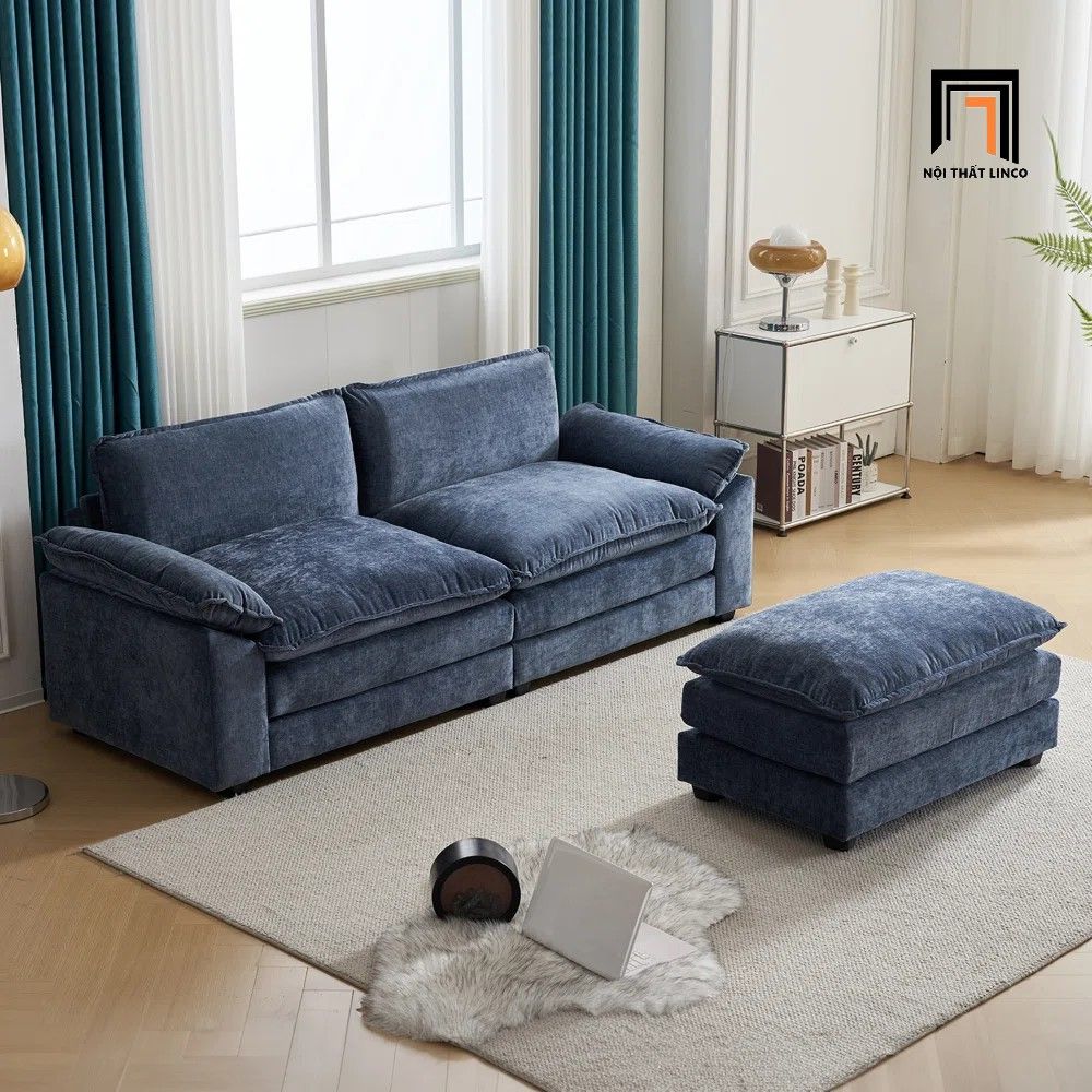 Bộ ghế sofa băng nỉ 1m9 BT239 Santie màu xanh đậm