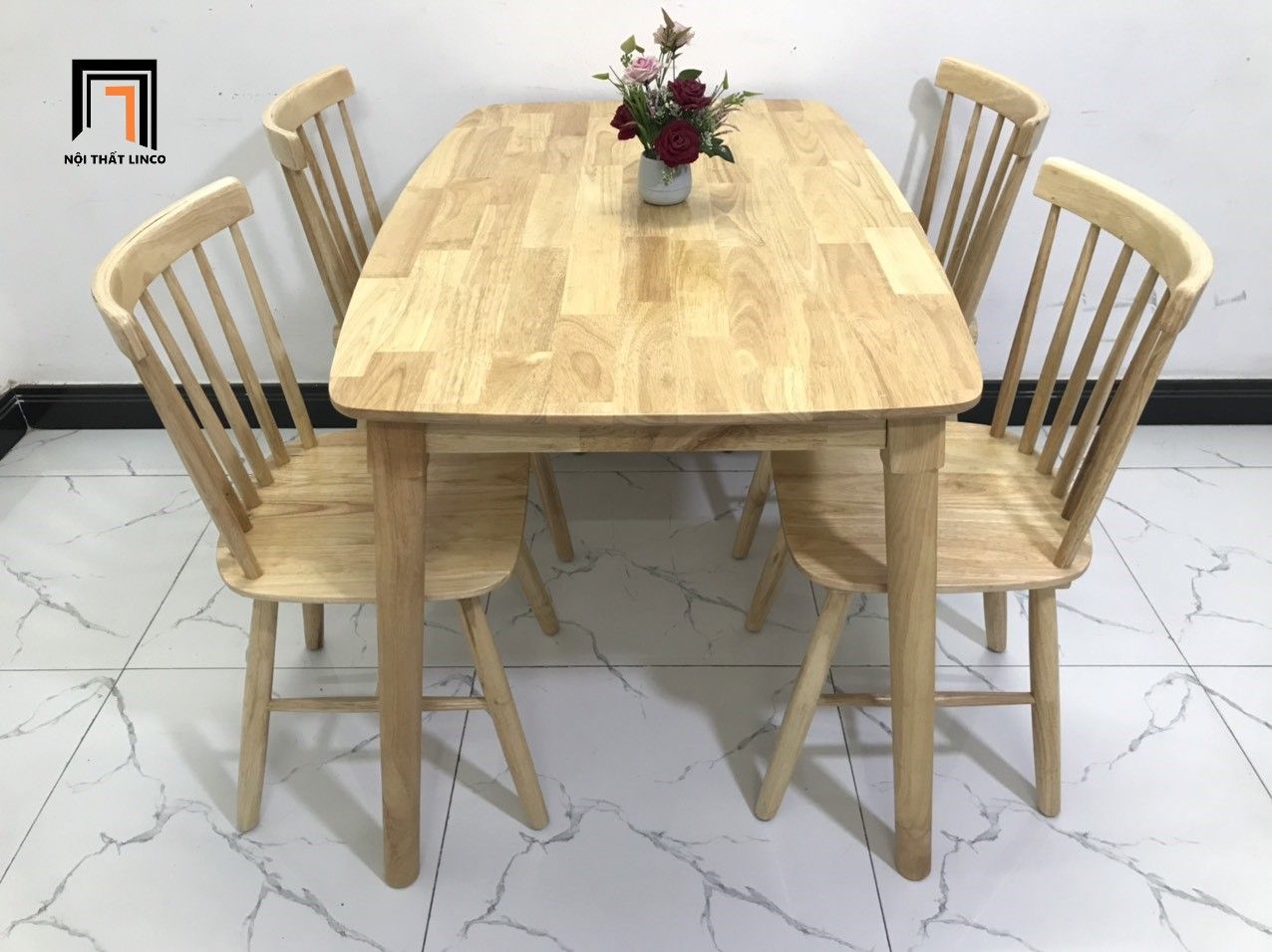 Bộ bàn ăn 4 ghế giá rẻ 2-KH4-G18-B108-go cho phòng bếp đẹp