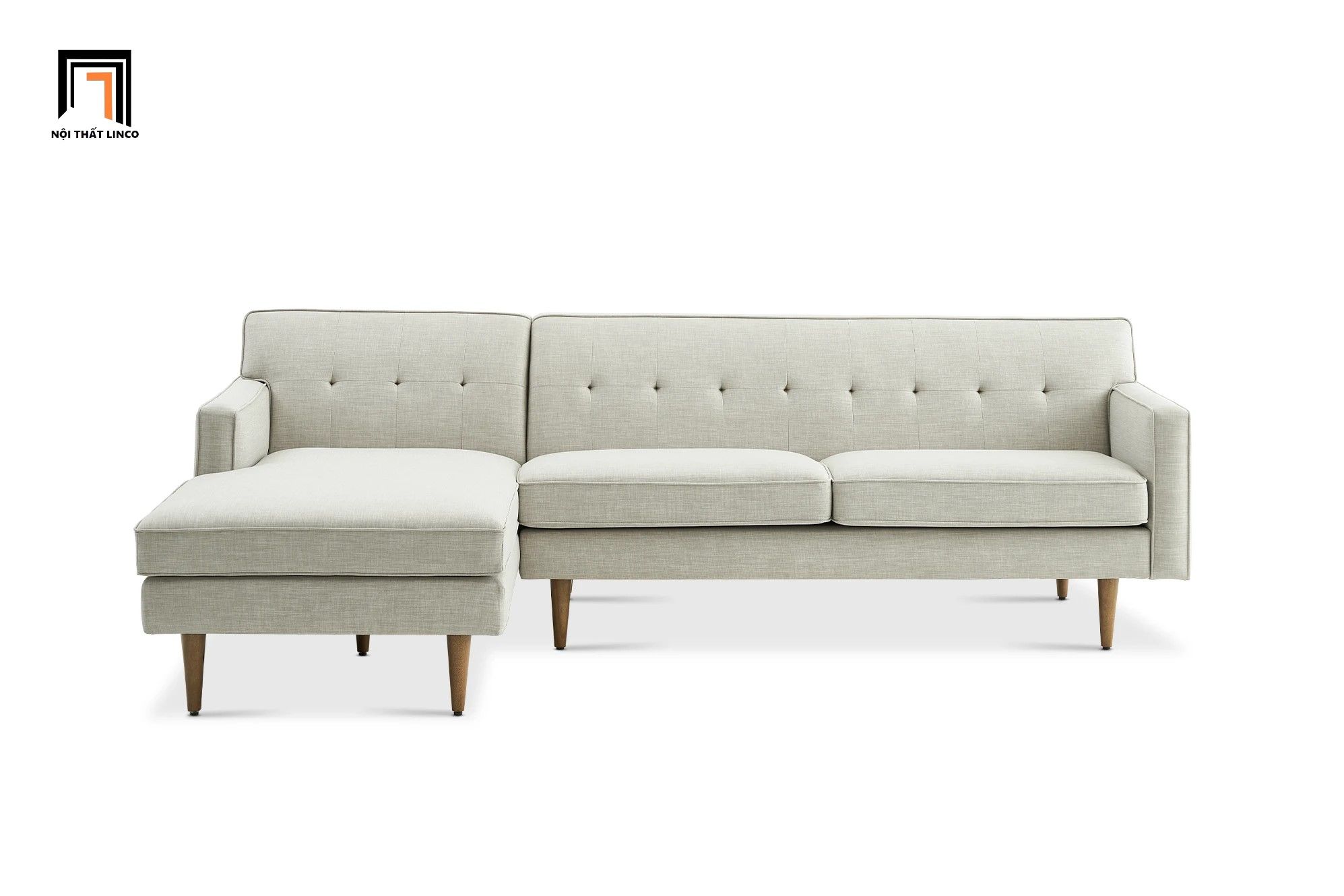 Ghế sofa góc chữ L 2m3 x 1m6 GT203 Elias xám trắng cho chung cư