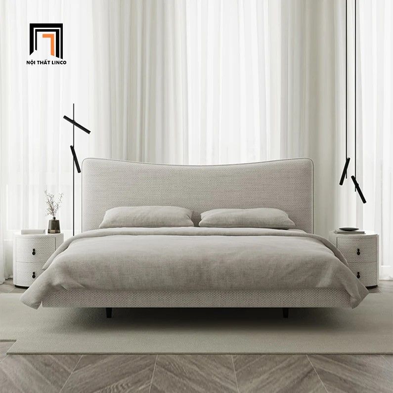 Giường ngủ cho gia đình sang trọng GN49 Altresha màu xám trắng