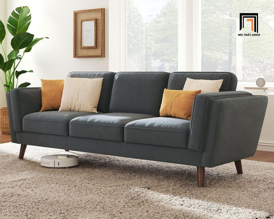 Ghế sofa văng 3 nệm ngồi BT246 Denver màu xám đen dài 2m3