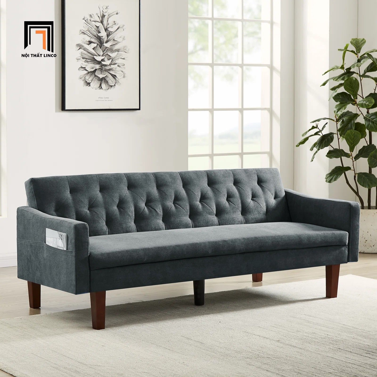 Ghế sofa băng giường nằm GB30 Malack vải nỉ dài 2m