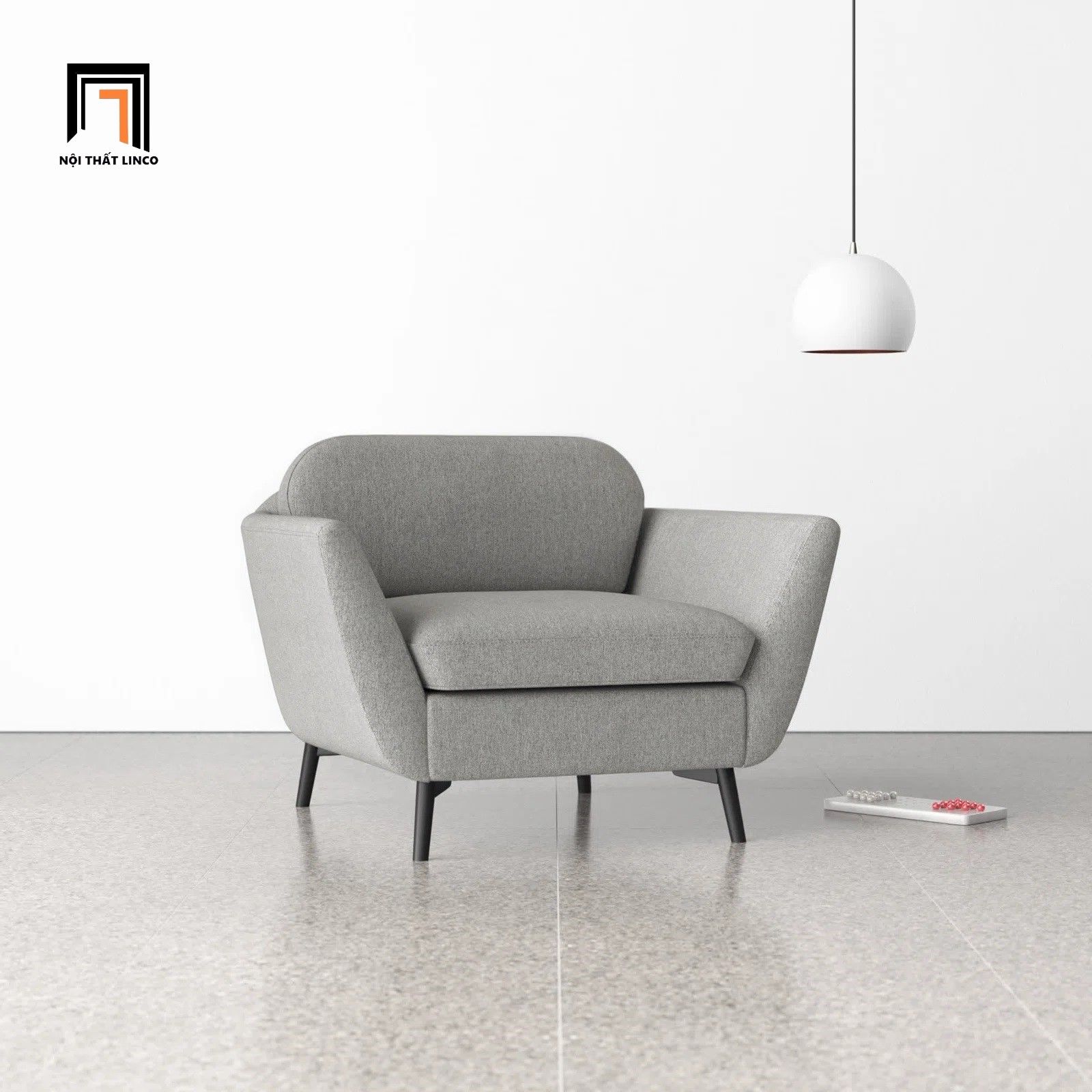 Ghế sofa đơn hiện đại DT33 Tyndall màu xám trắng đẹp
