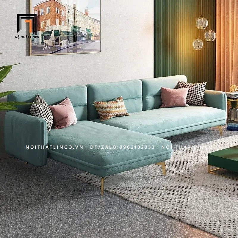 Bộ ghế sofa góc GT55 Velor 2m4 x 1m6 vải nhung nỉ sang trọng