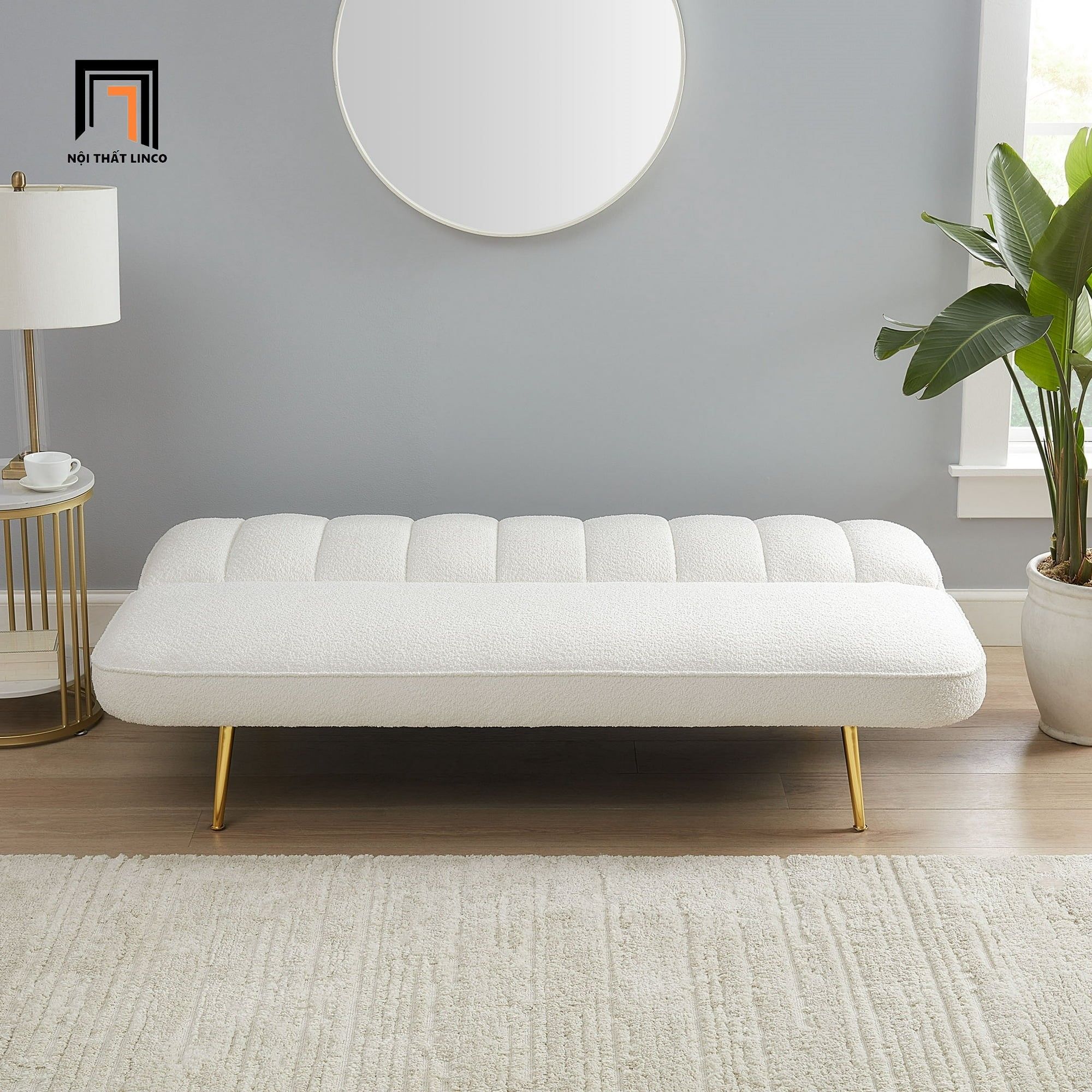 Ghế sofa giường nằm xinh xắn GB107 Manasil 1m7 vải lông cừu