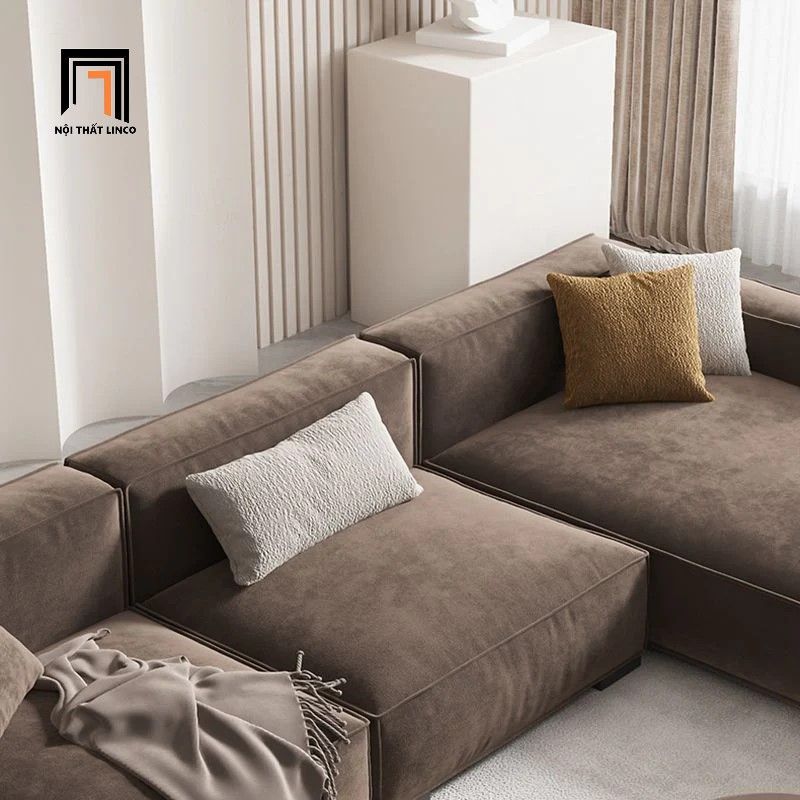 Ghế sofa băng vải nỉ màu nâu đậm BT261 Plainview dài 2m4