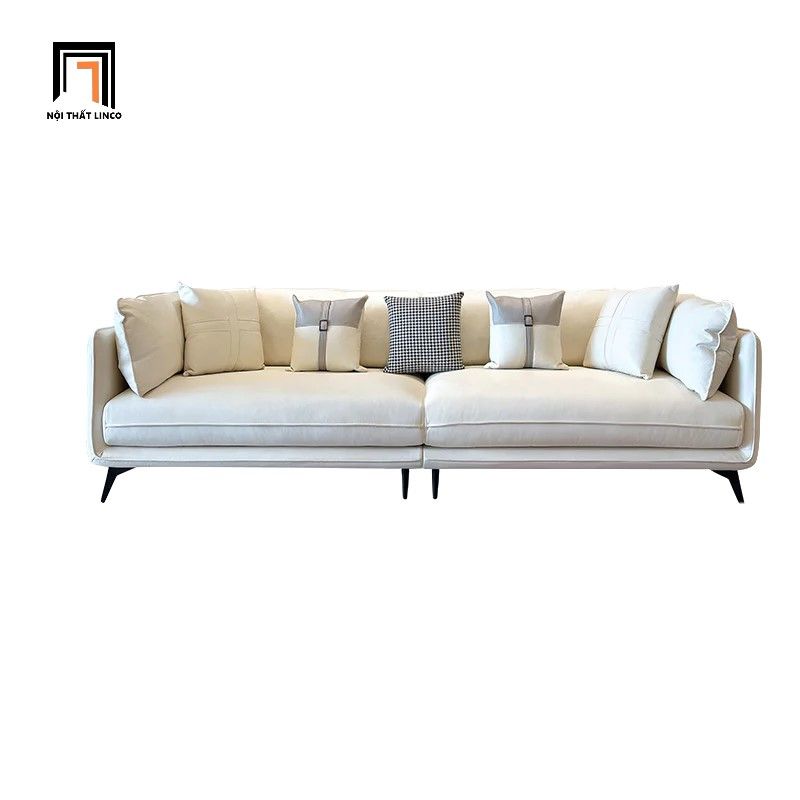 Ghế sofa băng 3 nệm ngồi BT196 Dumas 2m4 da giả trắng kem