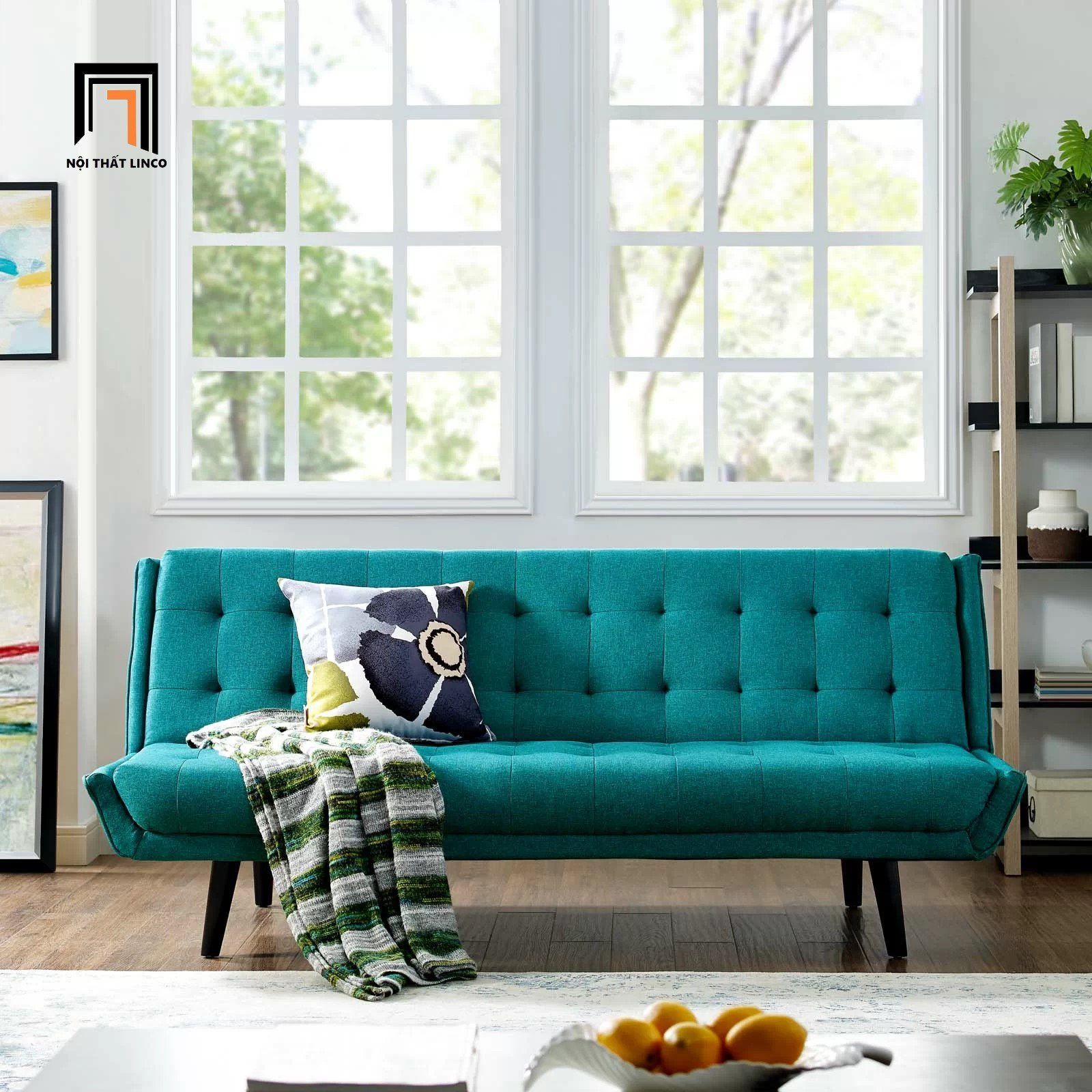 Ghế sofa giường hiện đại GB23 Ethel dài 2m màu xám lông chuột
