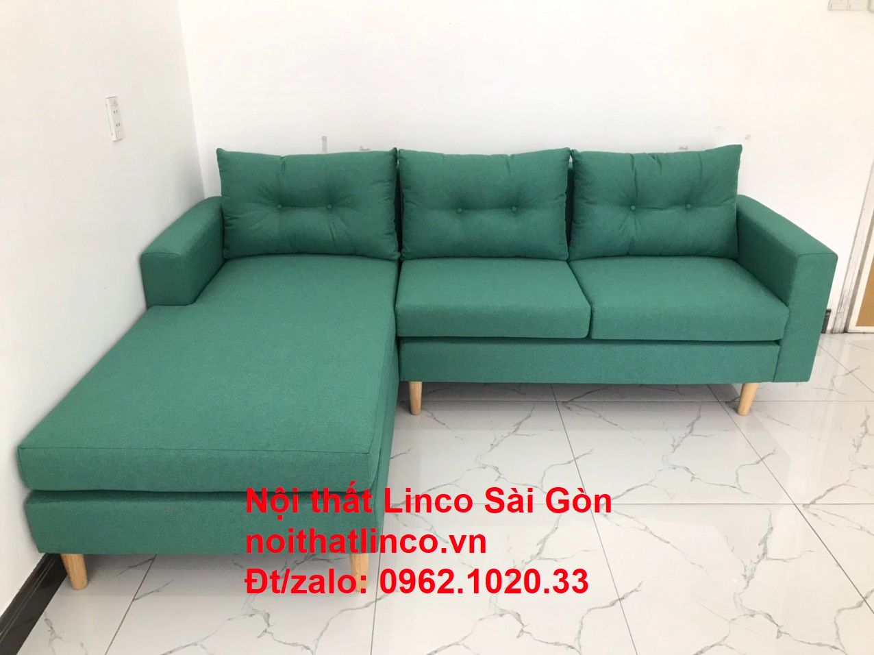 Sofa góc giá rẻ | Sofa phòng khách Góc chữ L Xanh ngọc rẻ đẹp | Nội thất Linco Sài Gòn
