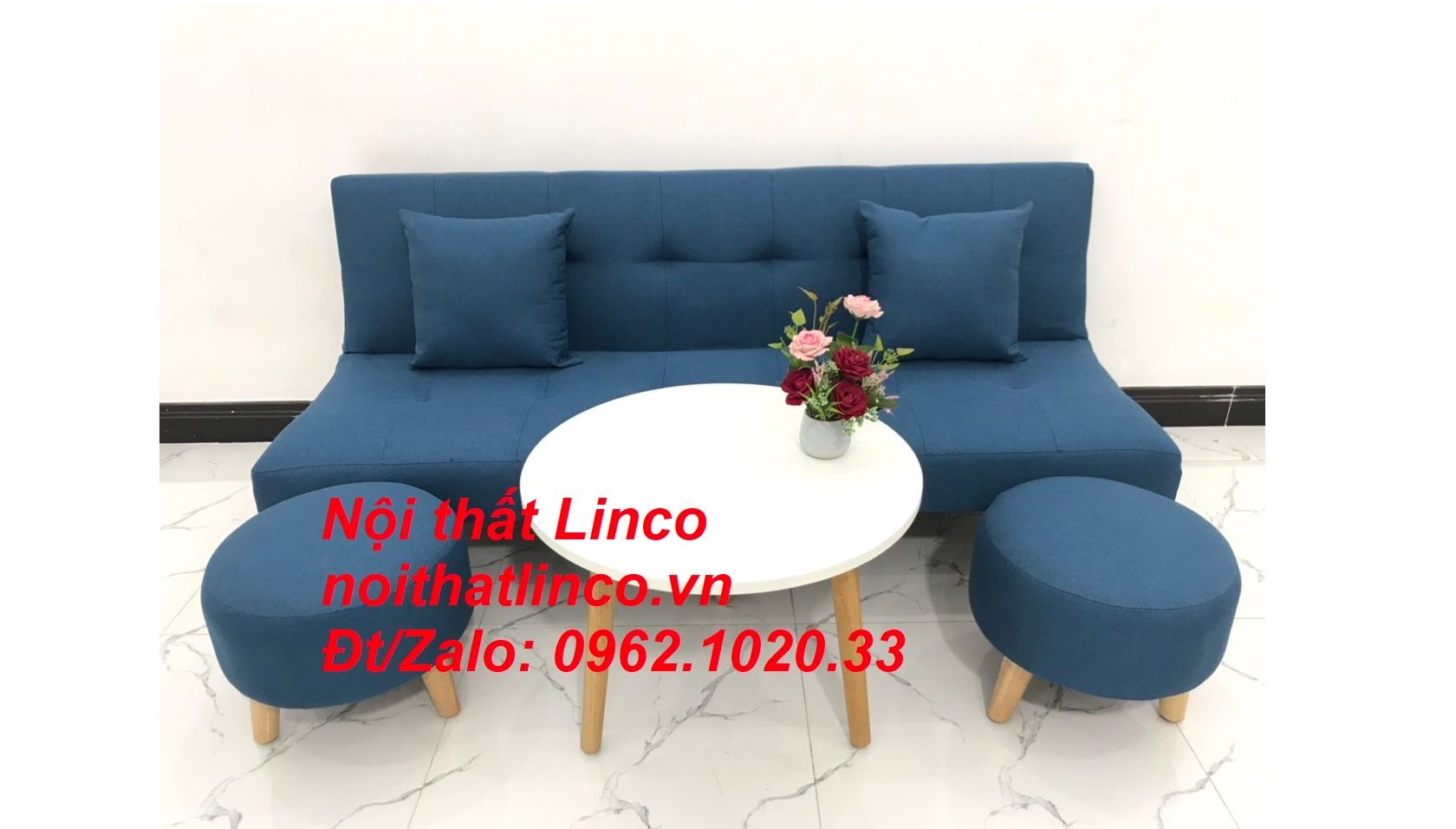 Bộ ghế sofa bed giường SFG xanh dương giá rẻ nhỏ gọn