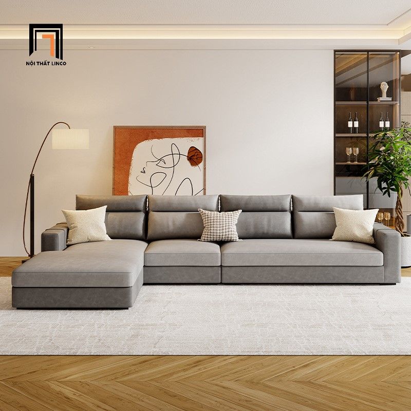 Bộ ghế sofa góc L da công nghiệp GT201 Qingge 3m x 1m6