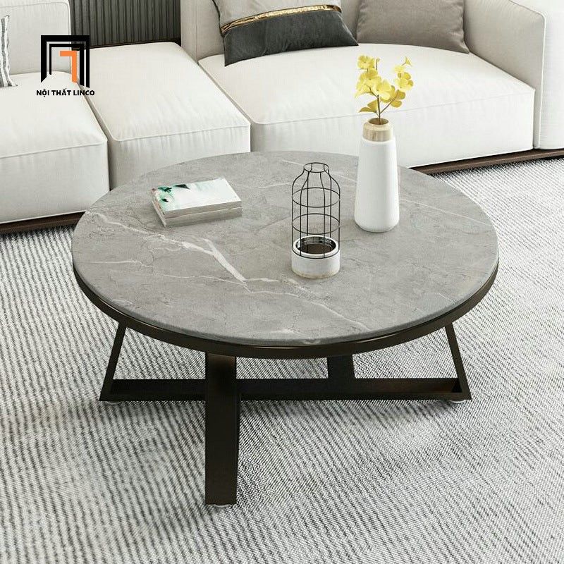 Bàn trà sofa hình tròn BSF9 Hamis đường kính 70cm đá nhân tạo