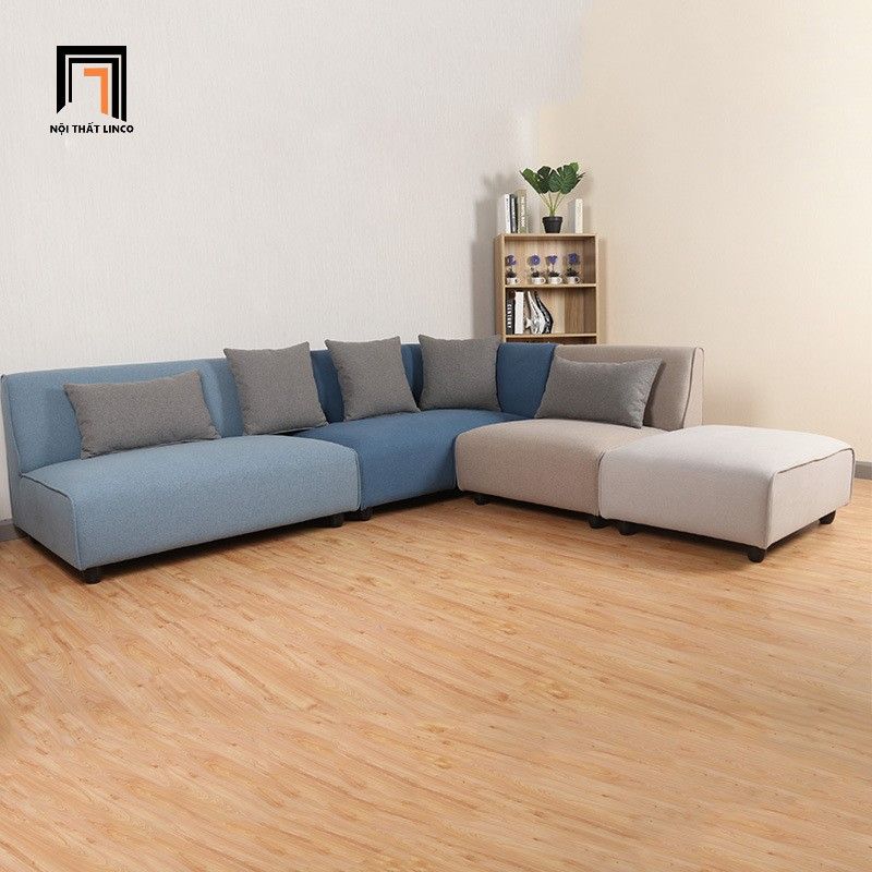 Bộ ghế sofa góc L xinh xắn GT198 Elmdon 2m2 x 2m2 phối màu vải nhung