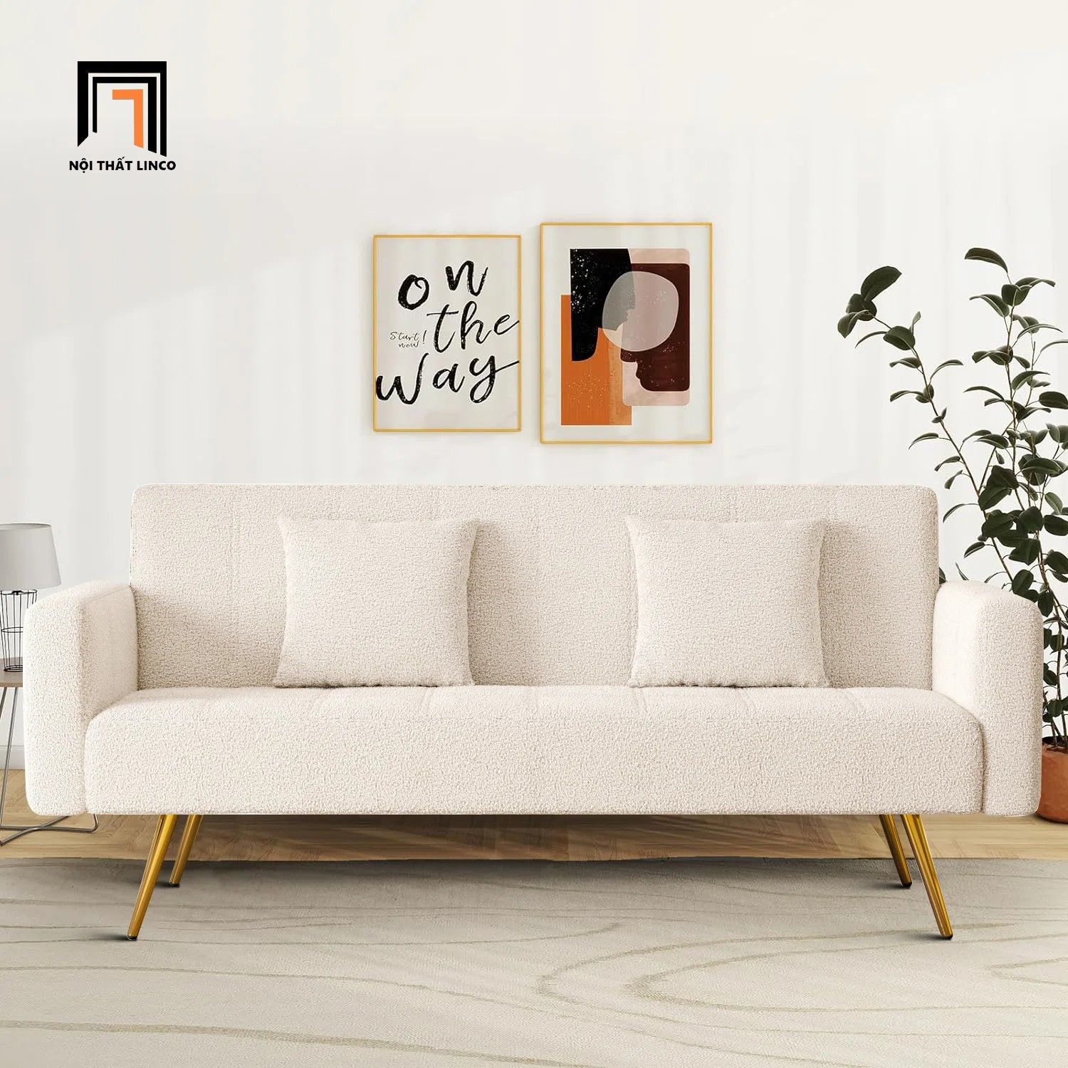 Ghế sofa giường nằm xinh xắn GB92 Zamyla dài 2m cho shop tiệm