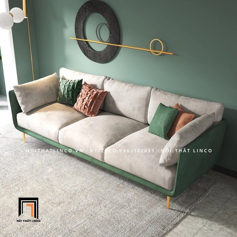 Ghế sofa băng BT56 Cornuda da công nghiệp dài 2m15 sang trọng