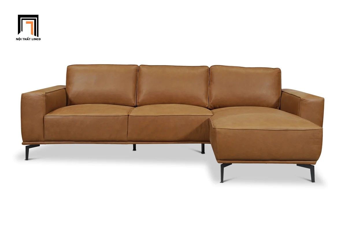 Bộ ghế sofa góc L GT15 Harlow 2m4 x 1m6 simili màu da bò