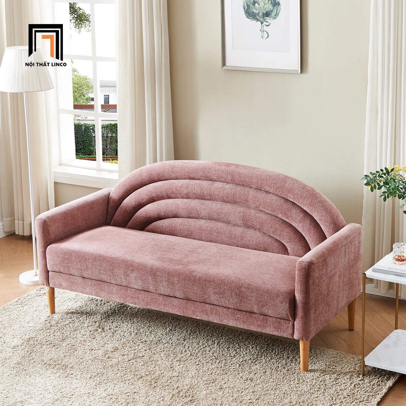 Ghế sofa băng cong xinh xắn BT184 Michala 1m6 vải nỉ