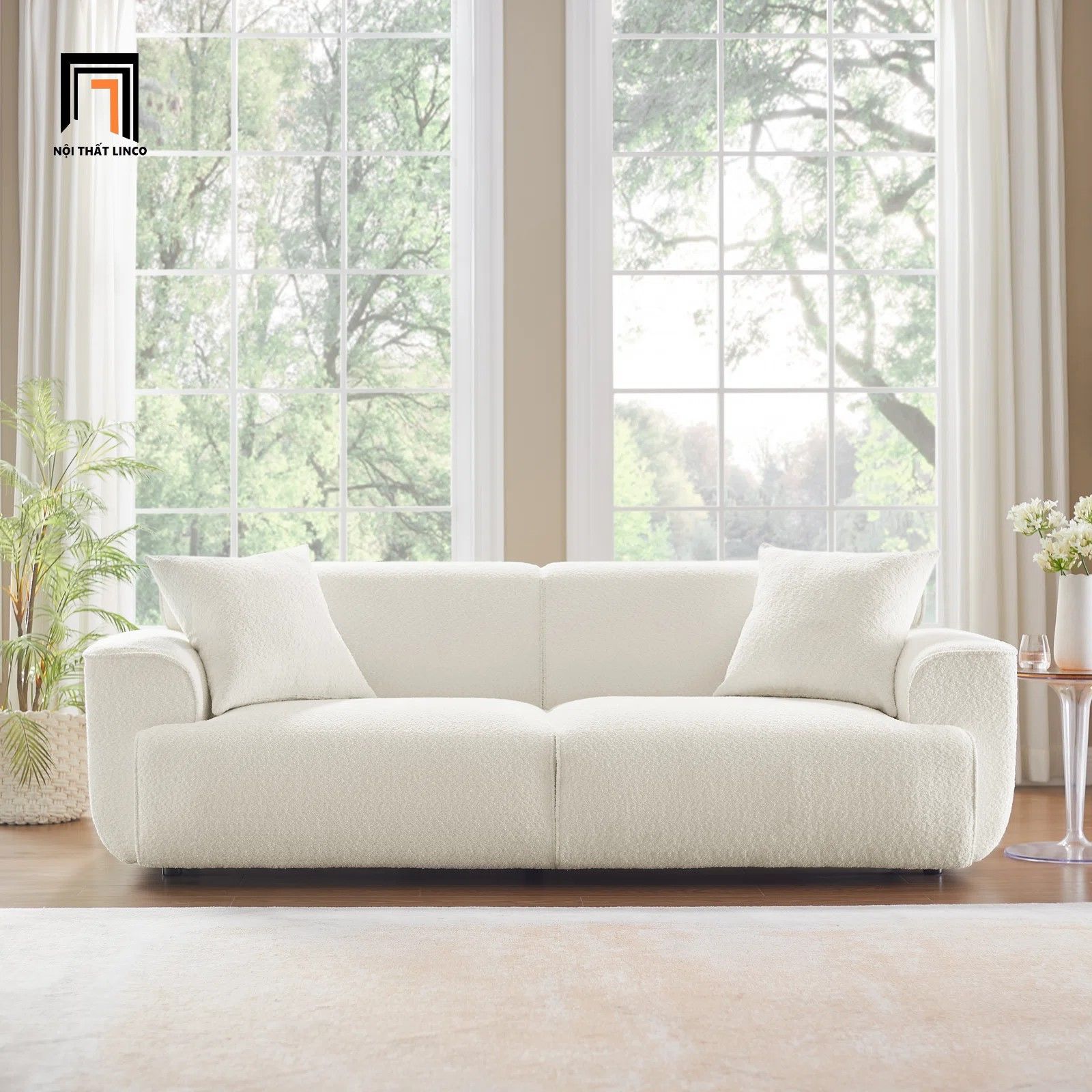 Ghế sofa băng vải lông cừu BT168 Minimore 2m2 cho shop tiệm