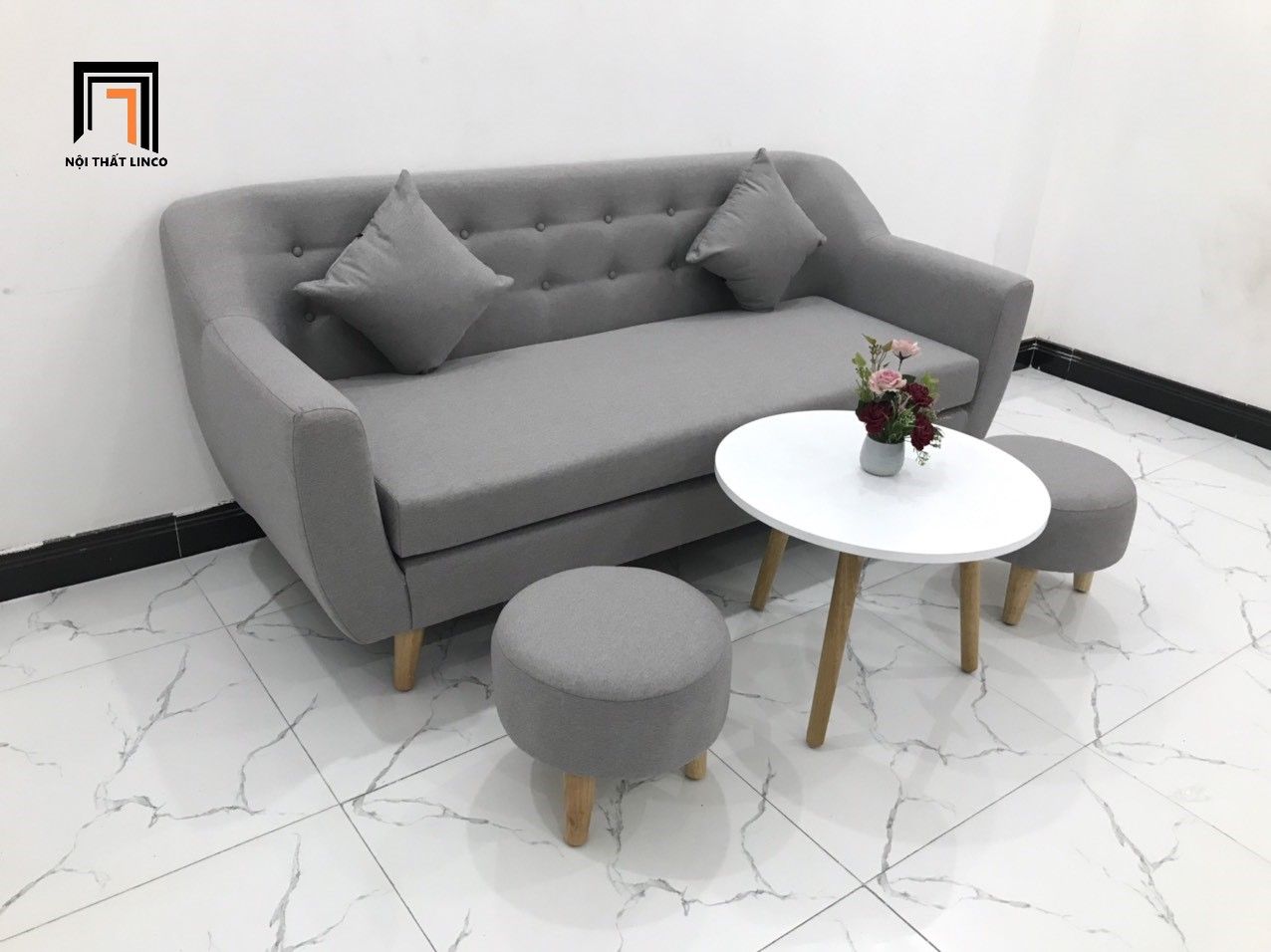 Ghế salon văng băng giá rẻ BGN dài 1m9 màu xám ghi trắng