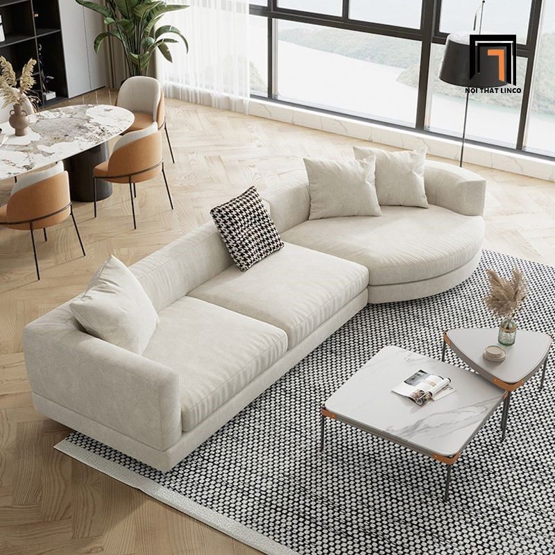 Bộ ghế sofa góc L 3m2 x 1m2 GT182 Zingo màu xám trắng hiện đại