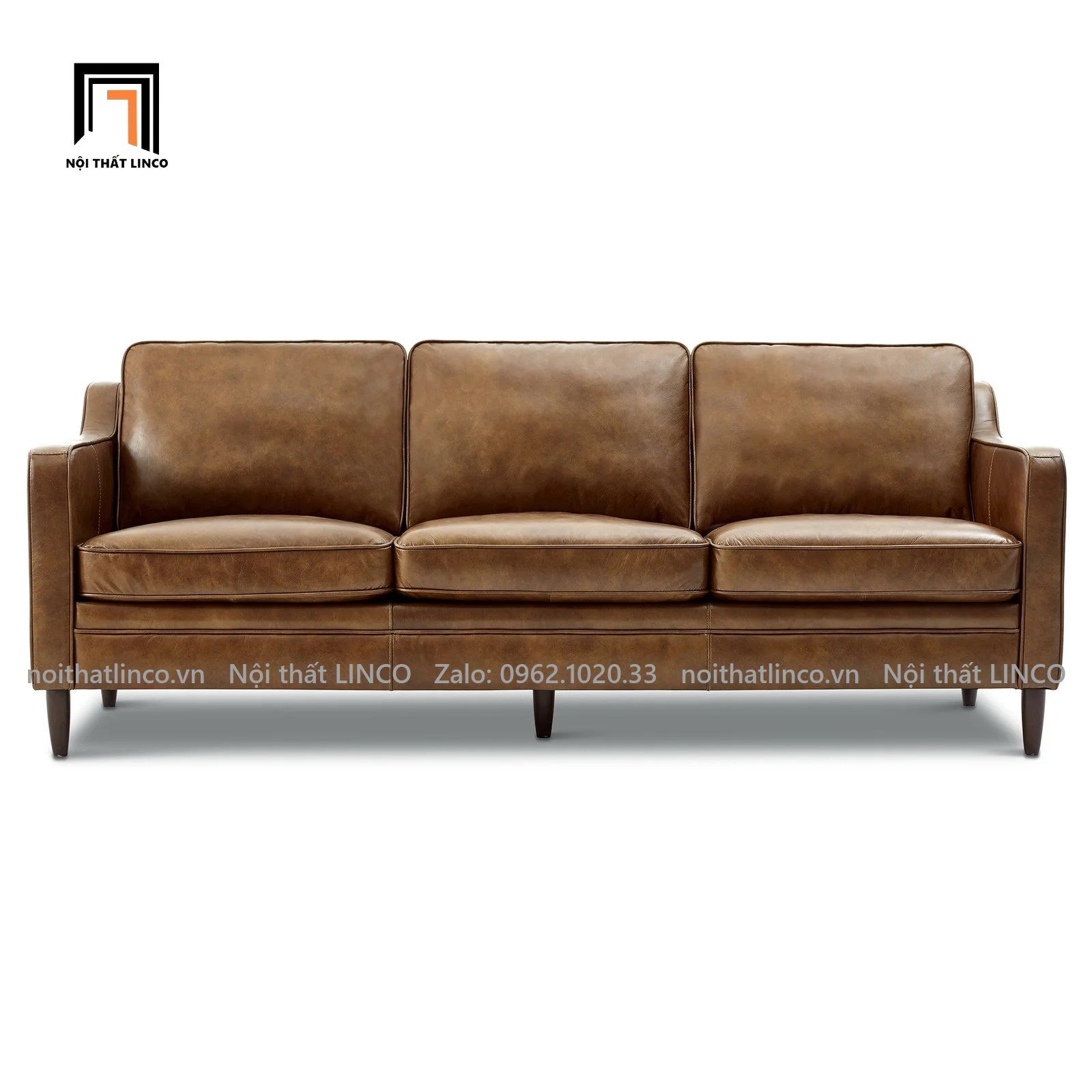 Ghế sofa băng màu nâu da bò BT33-Abbot 2m da công nghiệp