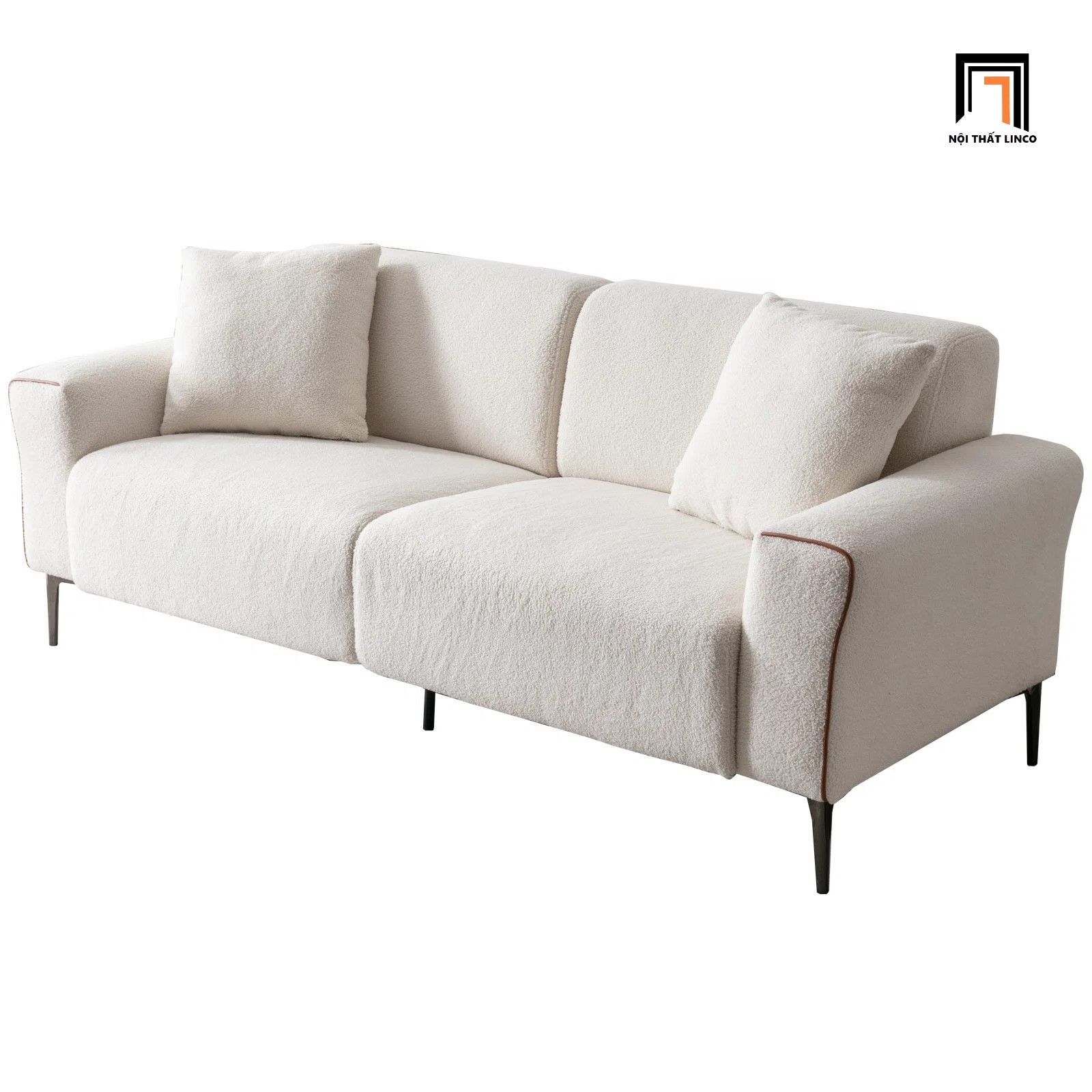 Ghế sofa băng dài 2m BT164 LiQuin vải lông cừu trắng kem