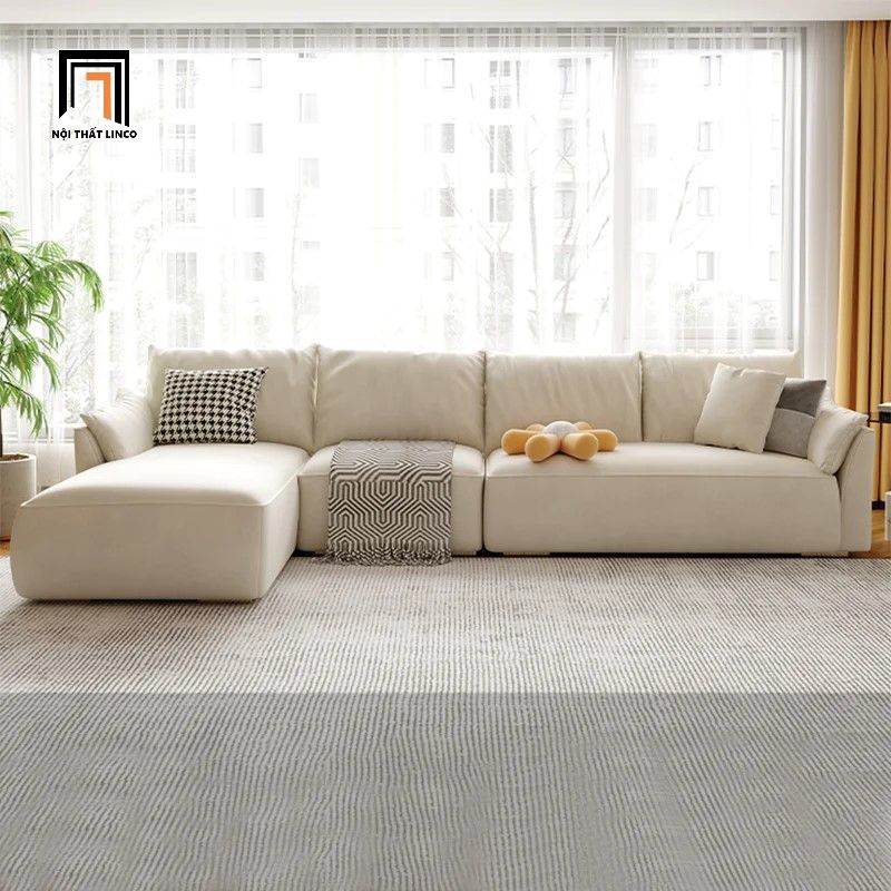 Bộ ghế sofa góc L sang trọng GT144 Bowee 2m9 x 1m6 vải cotton mềm