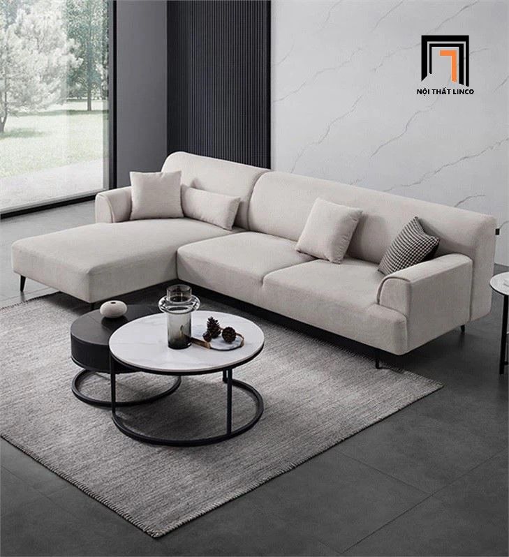 Bộ ghế sofa góc L xám trắng cho căn hộ GT248 Hilda 2m4 x 1m6
