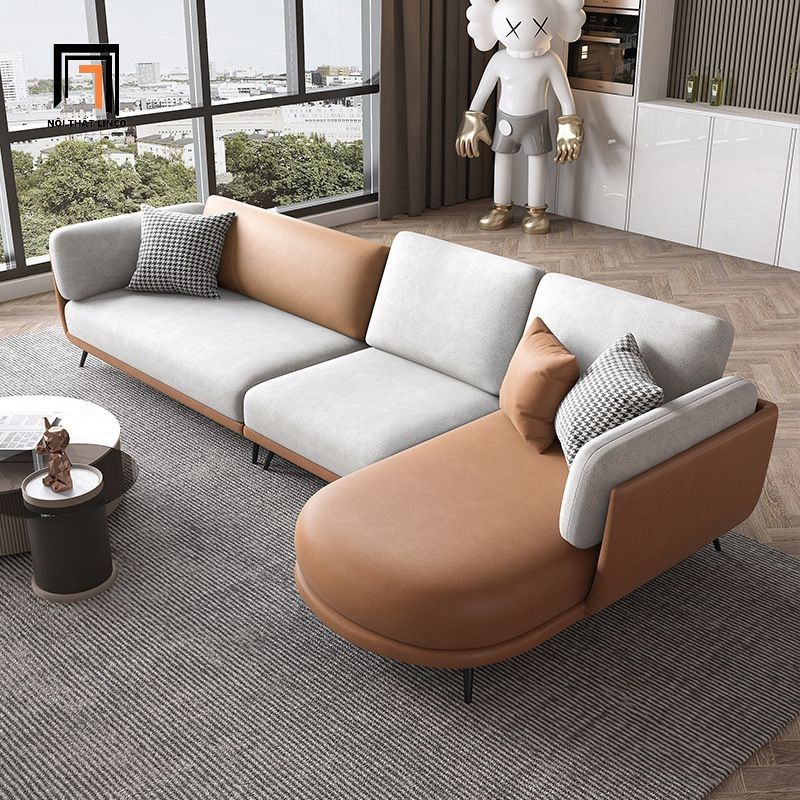 Bộ ghế sofa góc chữ L GT189 Vittel 3m x 1m6 phối màu da Pu