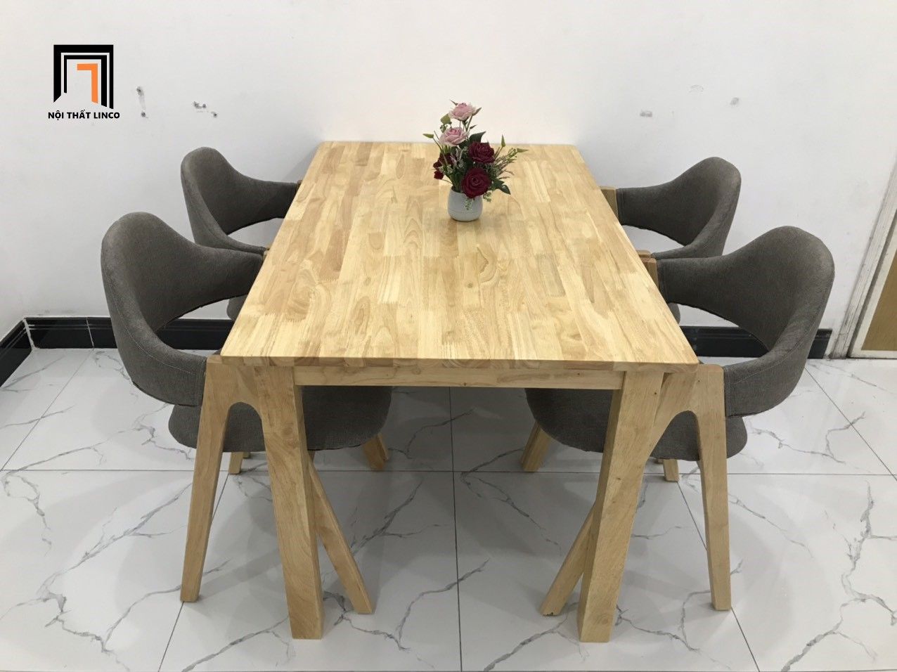 Bộ bàn ăn 4 ghế nệm 1m2 7-KH4-G5-B108-go giá rẻ cho nhà bếp