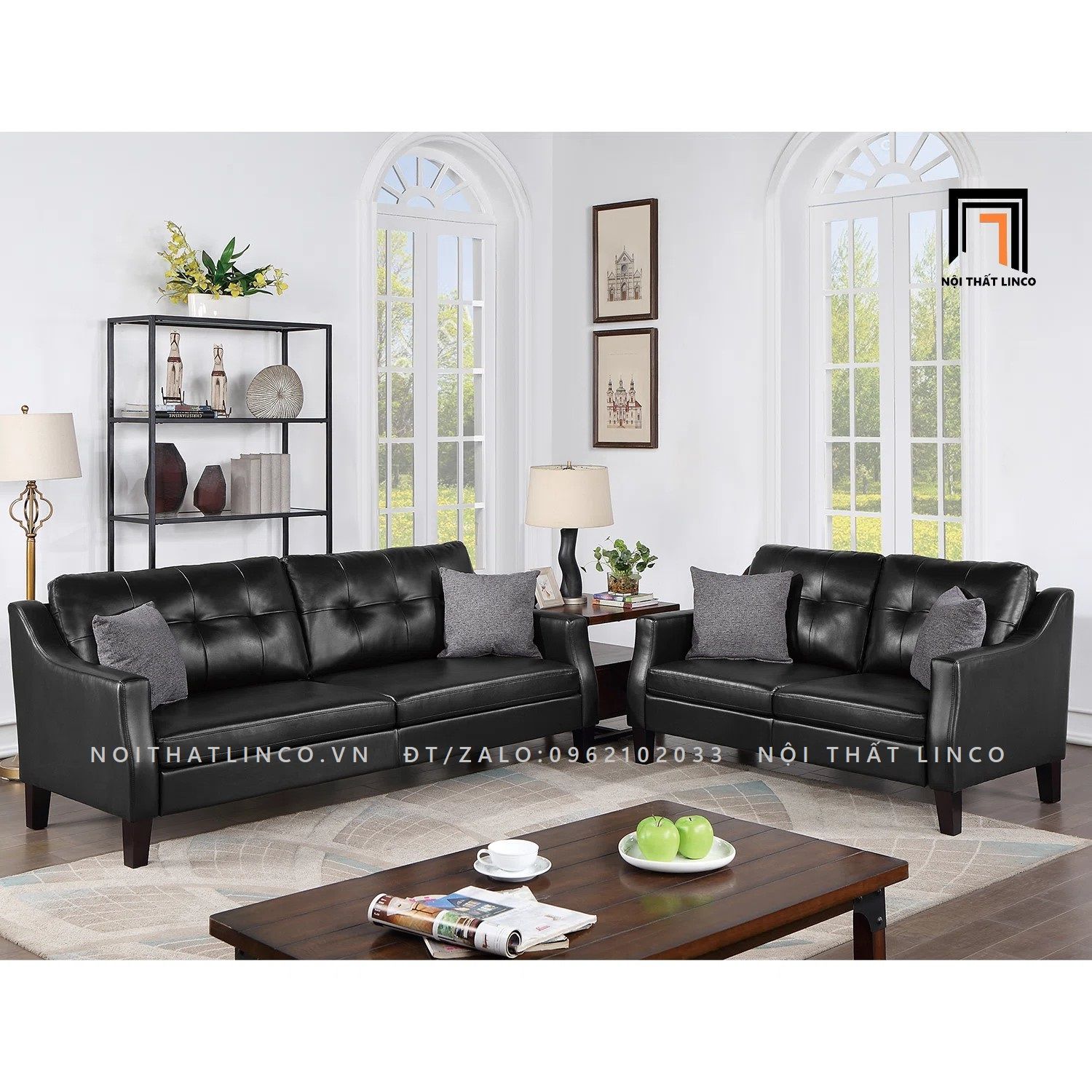 Bộ ghế sofa da công nghiệp KT39 Winir cho phòng khách gia đình