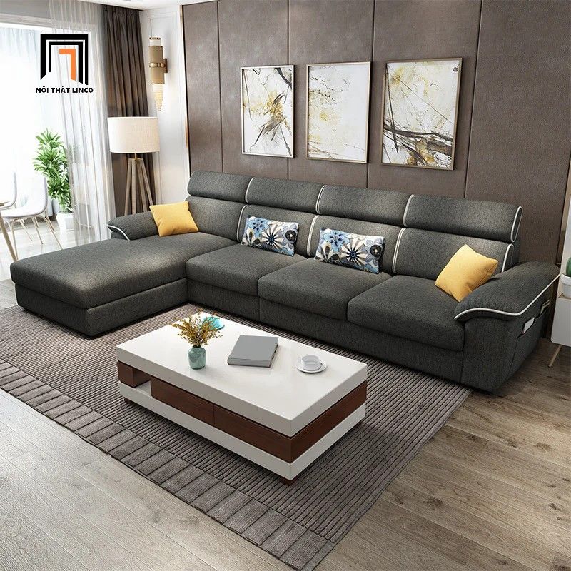 Bộ ghế sofa góc L gia đình GT178 Silverbay 3m x 1m6 vải nỉ đẹp