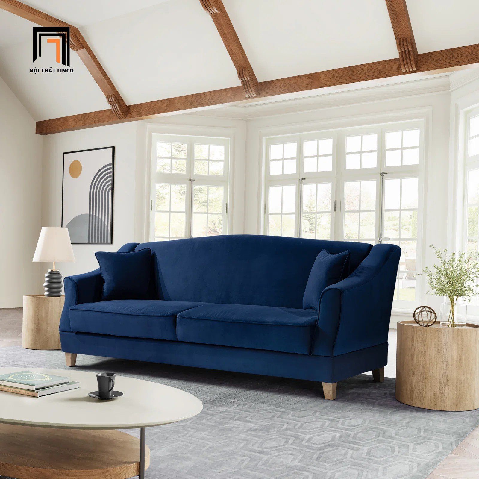 Ghế sofa giường phong cách Âu Mỹ GB102 Milena 2m2 vải nhung