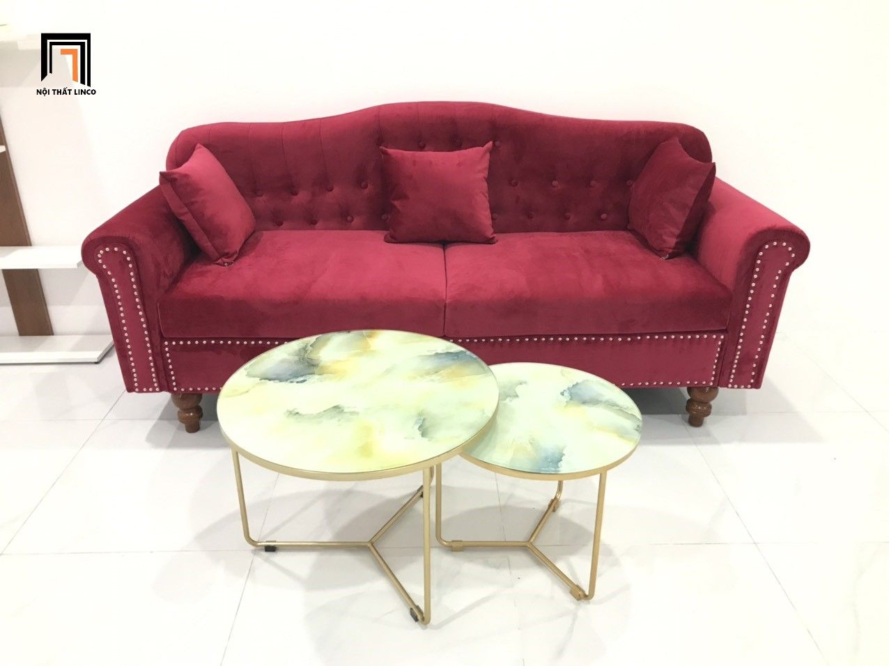 Ghế sofa băng dài 2m BT162 Quena màu đỏ đô