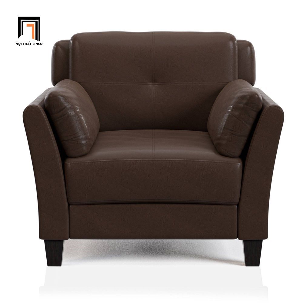Ghế sofa đơn cao cấp DT27 Monsur bọc da Pu nâu đậm