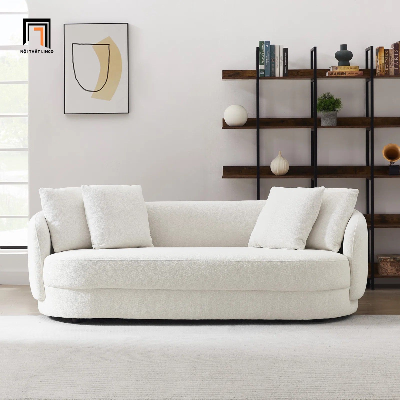 Ghế sofa băng cong BT181 Angie vải nỉ 2m2 cho tiệm shop