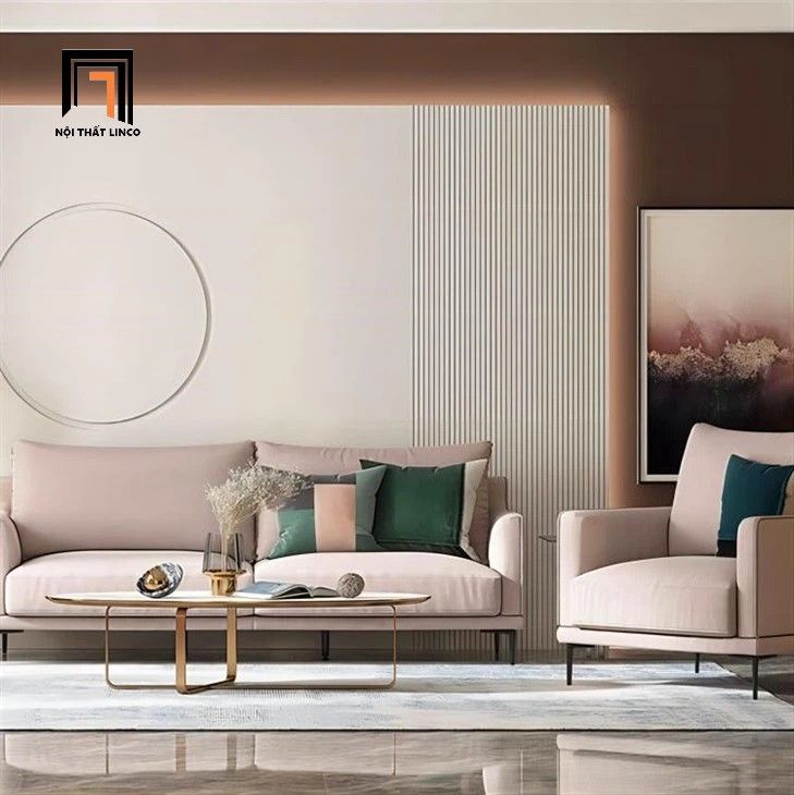 Bộ ghế sofa phòng khách giá rẻ KT145 Chenille vải nỉ xám mềm