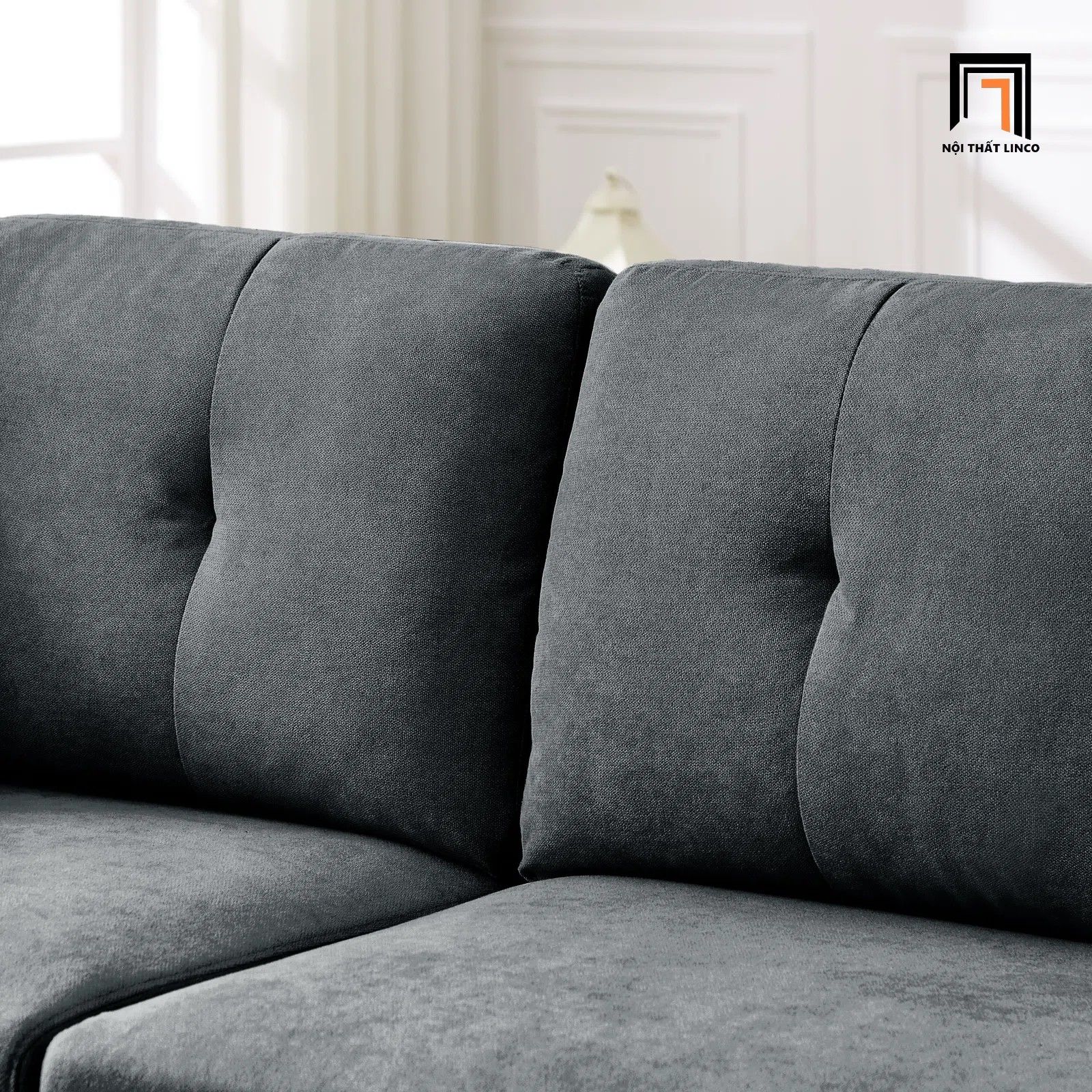 Ghế sofa băng màu xám đen BT202 Keyana dài 1m5 cho phòng nhỏ