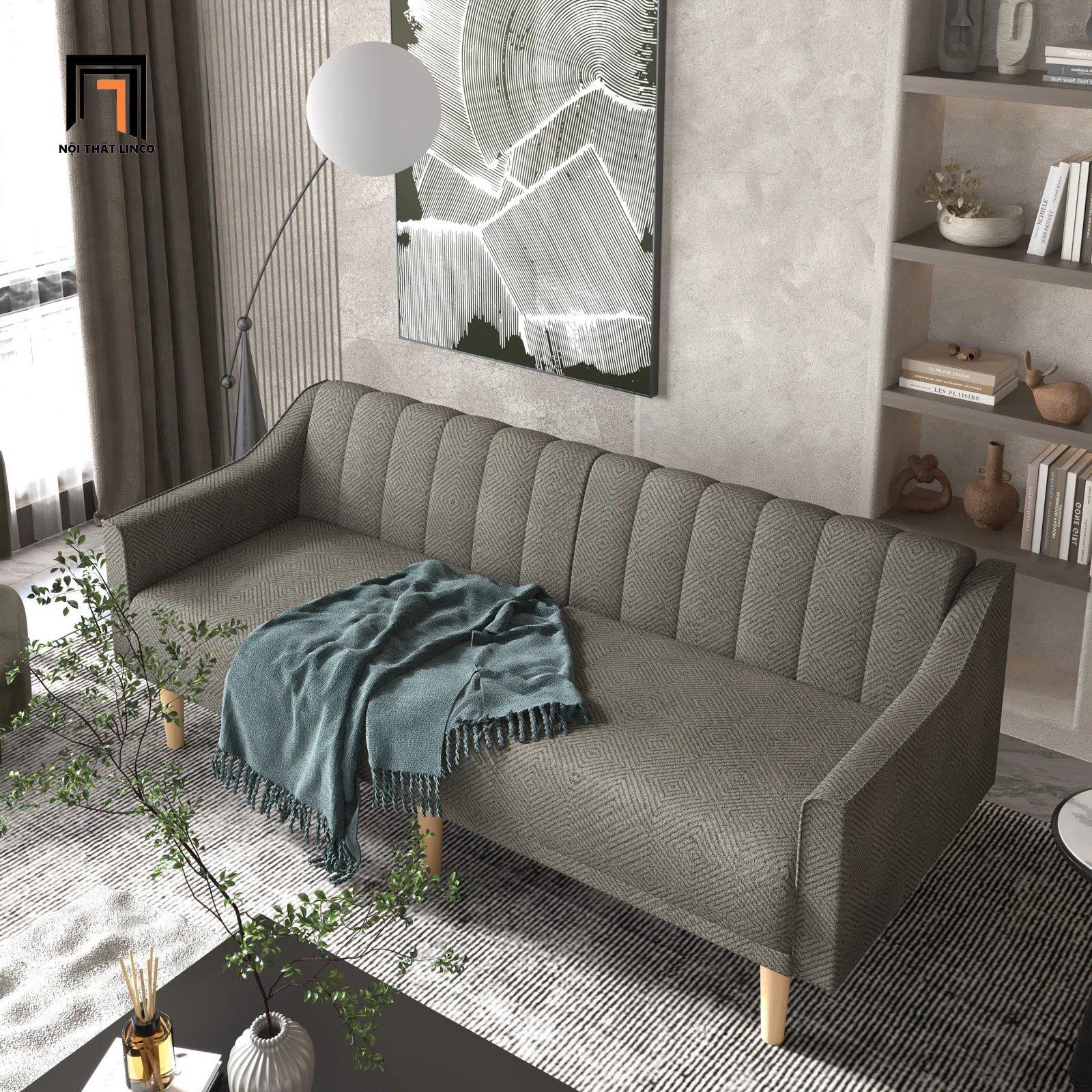 Ghế sofa giường nằm vải nhung nỉ GB32 Luli dài 1m9