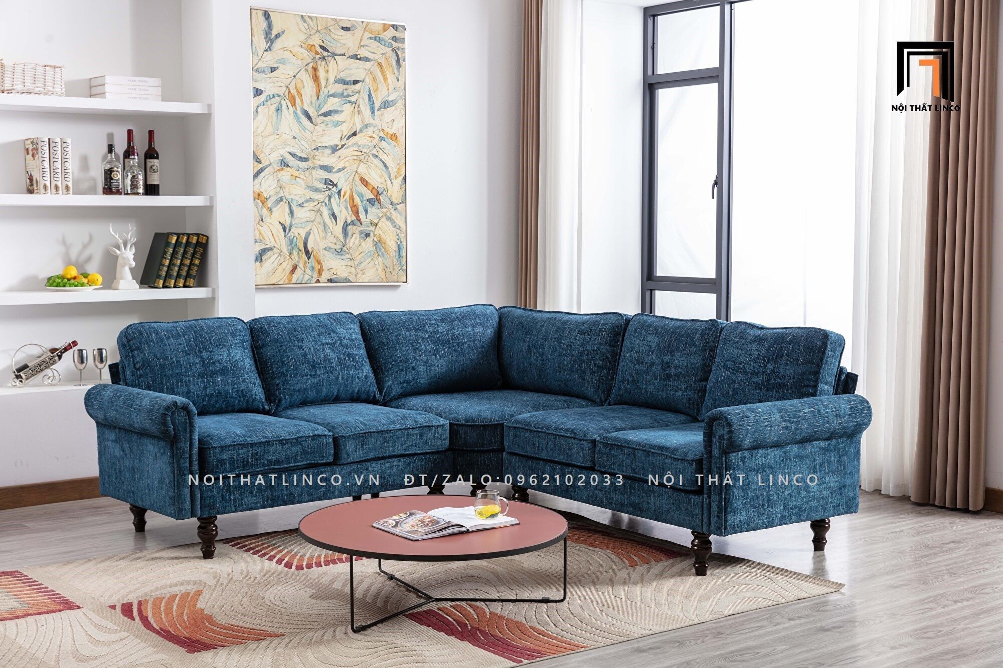 Bộ ghế sofa góc L 2m2 x 2m2 GT68 Winston sang trọng