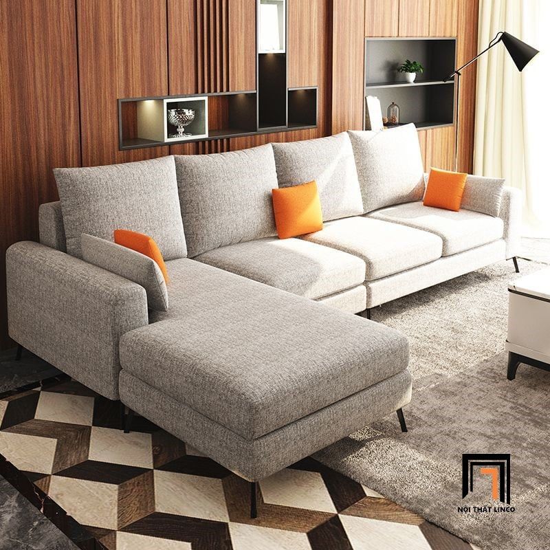 Bộ ghế sofa góc L hiện đại GT228 Casel 2m9 x 1m6 xám trắng