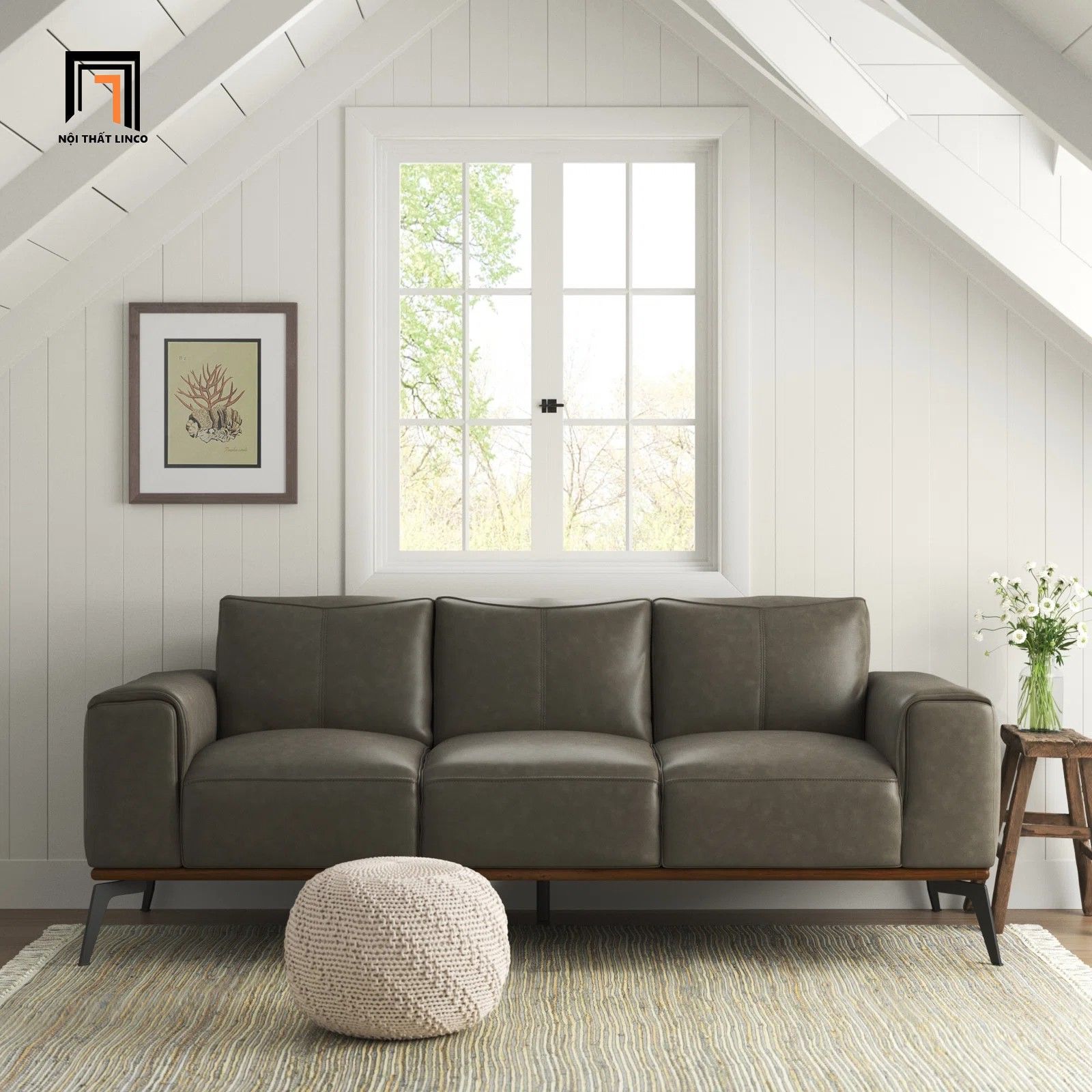 Ghế sofa băng da giả cao cấp BT177 Conley 2m1 da giả màu nâu