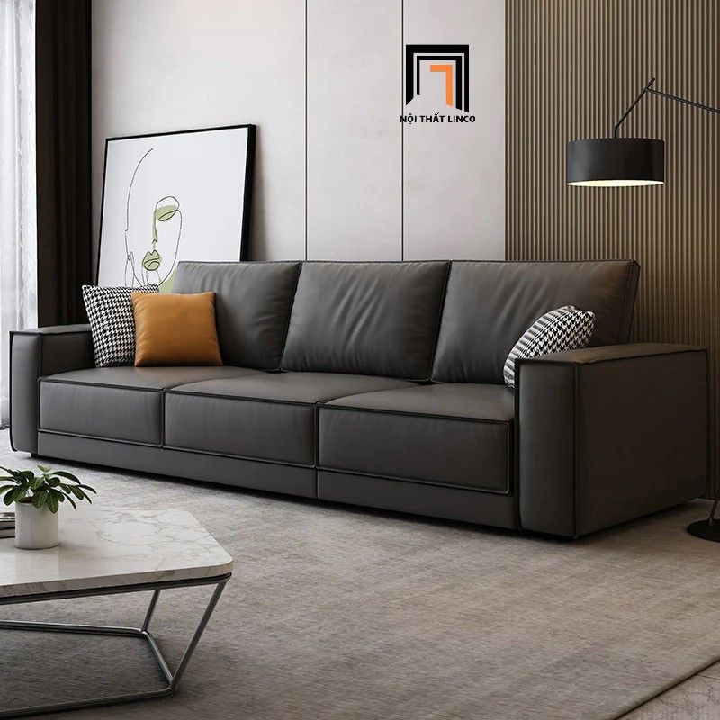 Ghế sofa băng 3 nệm ngồi BT250 Spokan dài 2m3 da simili màu đen